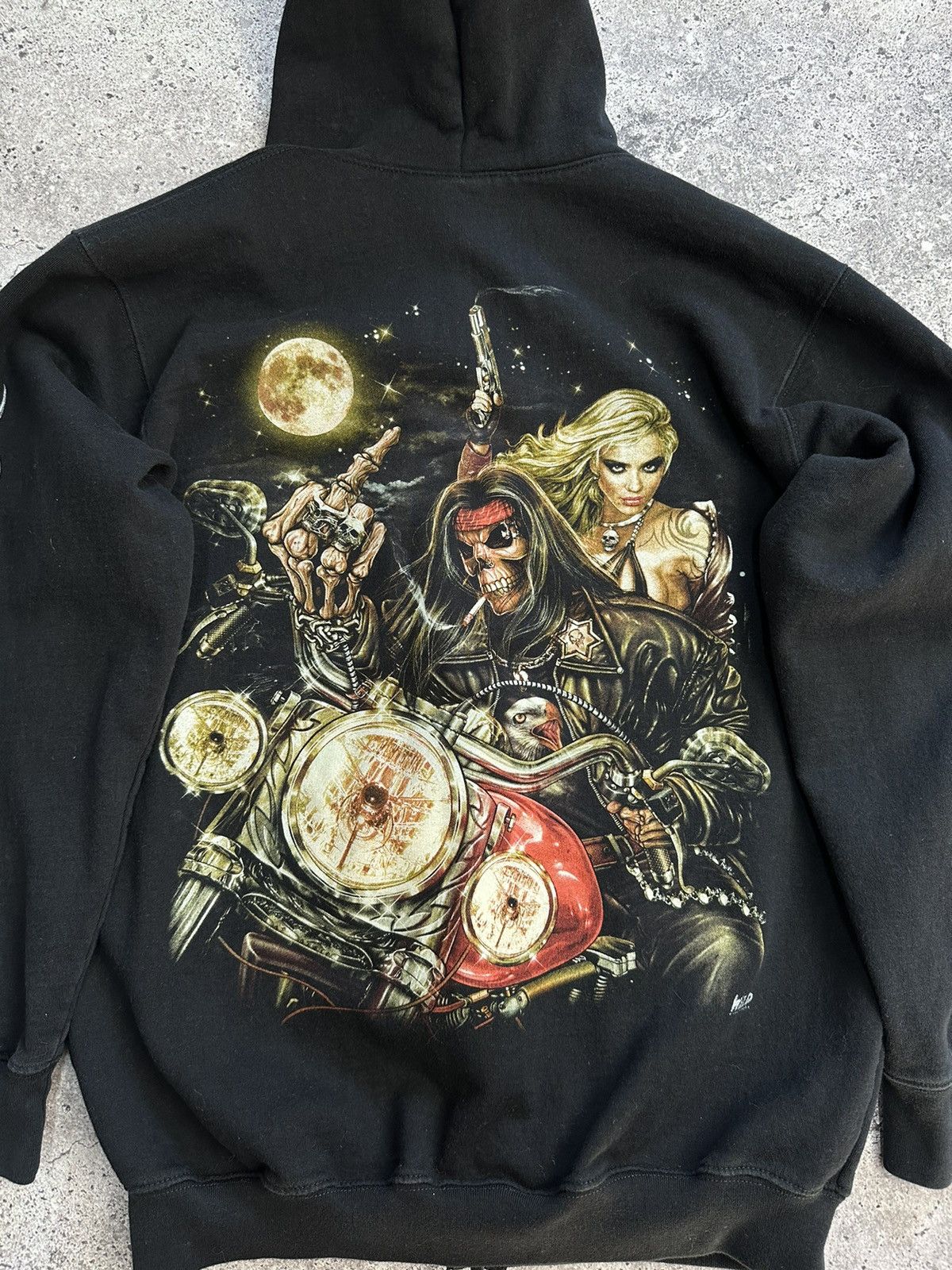 Japanese Brand × Vintage Vintage Distressed Hoodie Death Big Logo Y2K Ed Hardy Style Size US M / EU 48-50 / 2 - 11 Thumbnail