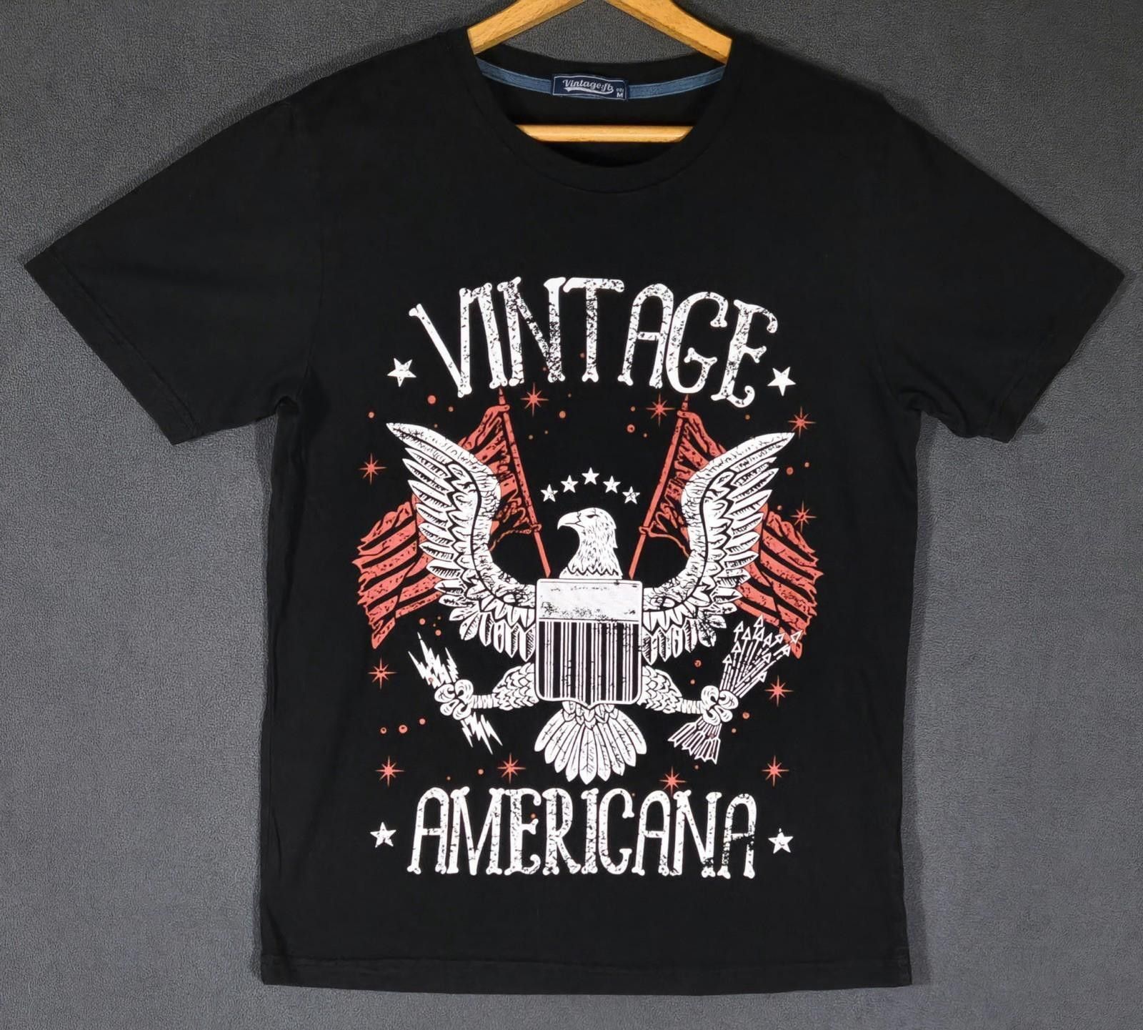 Fruit Of The Loom Vintage Americana Graphic Tee Black Eagle Flag USA M #2 Size US M / EU 48-50 / 2 - 1 Thumbnail