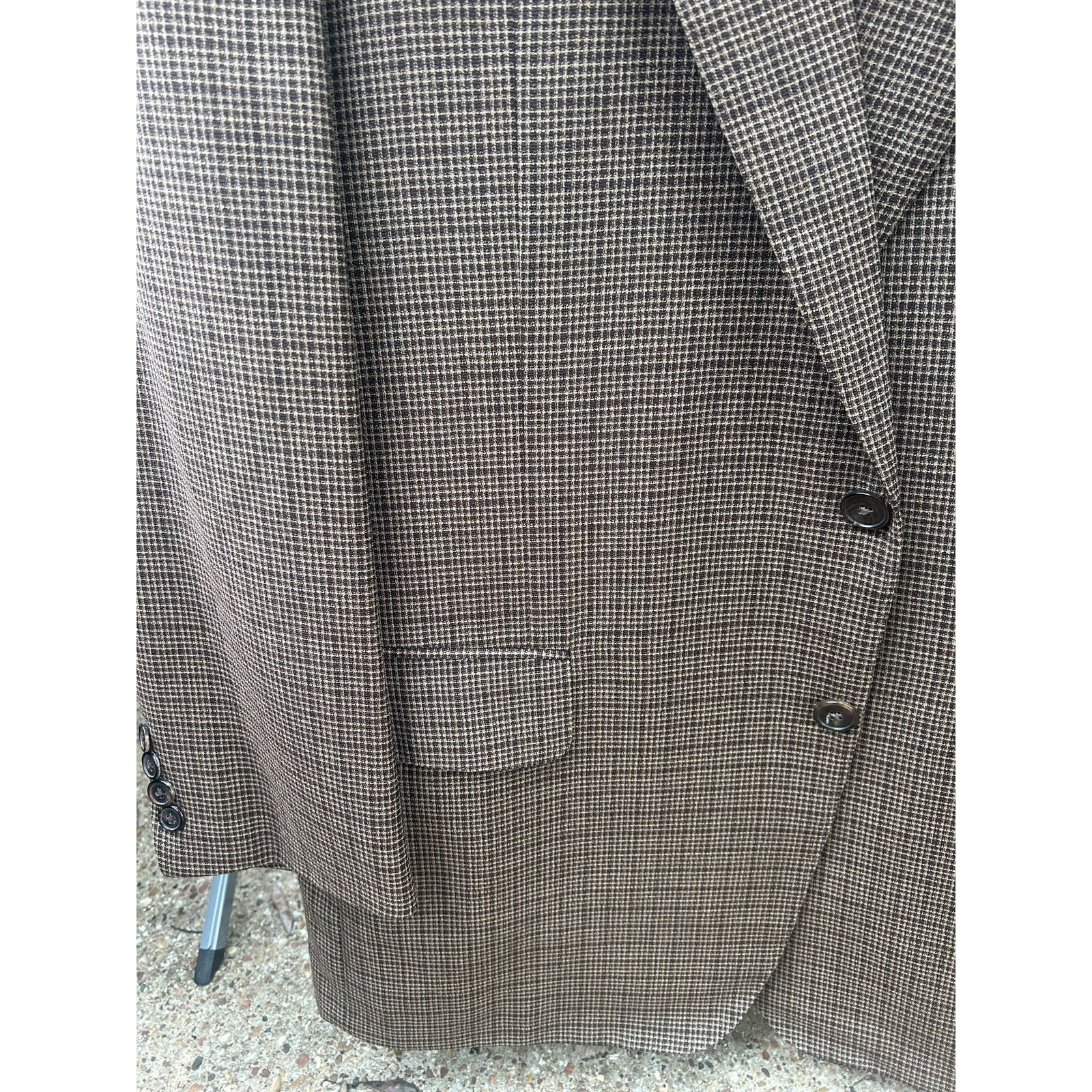 Ermenegildo Zegna Ermenegildo Zegna Blazer Brown Micro Check 100% Wool Size 54 Size 44R - 3 Thumbnail