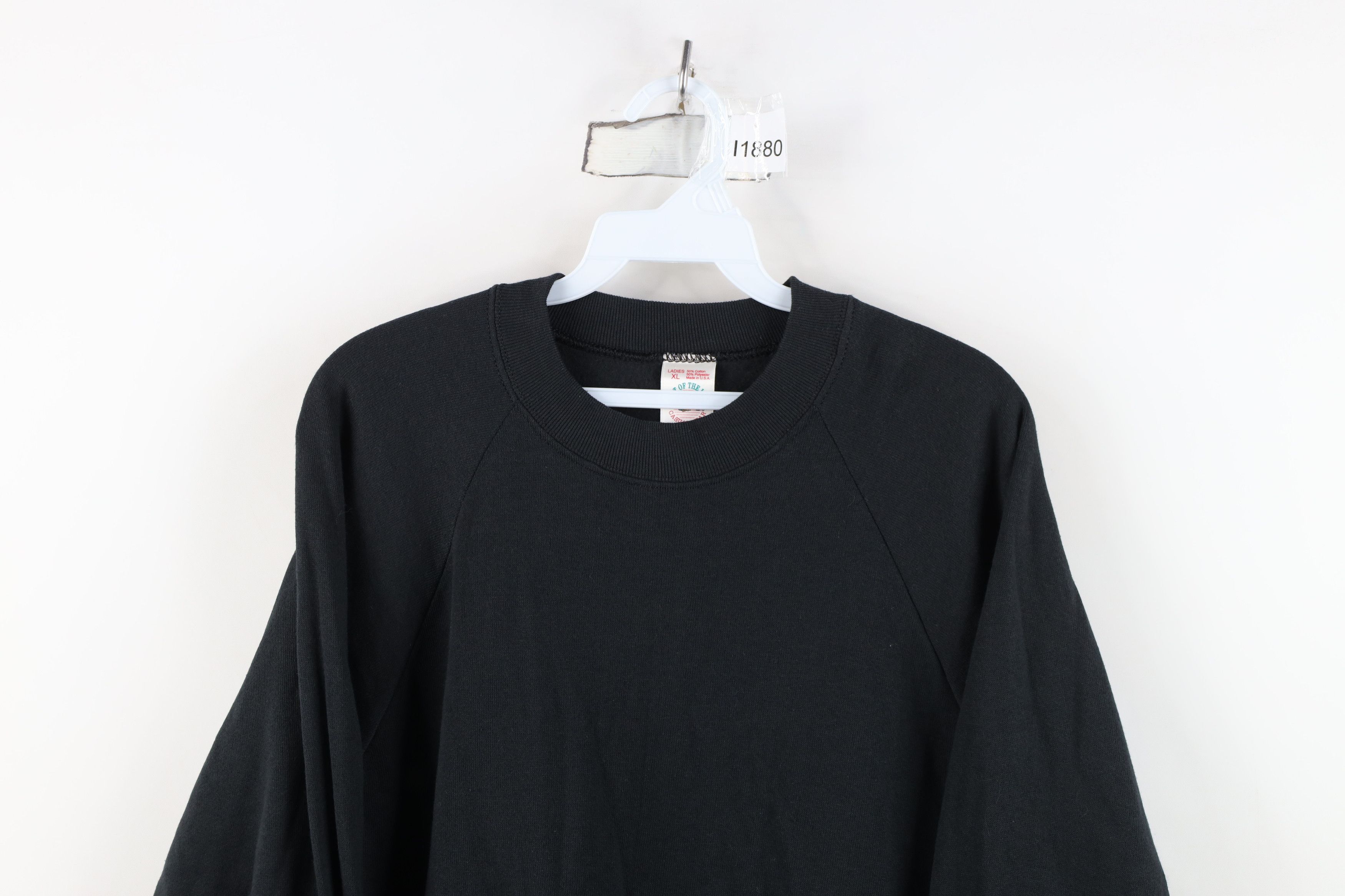 Vintage Vintage 90s Streetwear Blank Crewneck Sweatshirt Black USA Size XL / US 12-14 / IT 48-50 - 2 Thumbnail