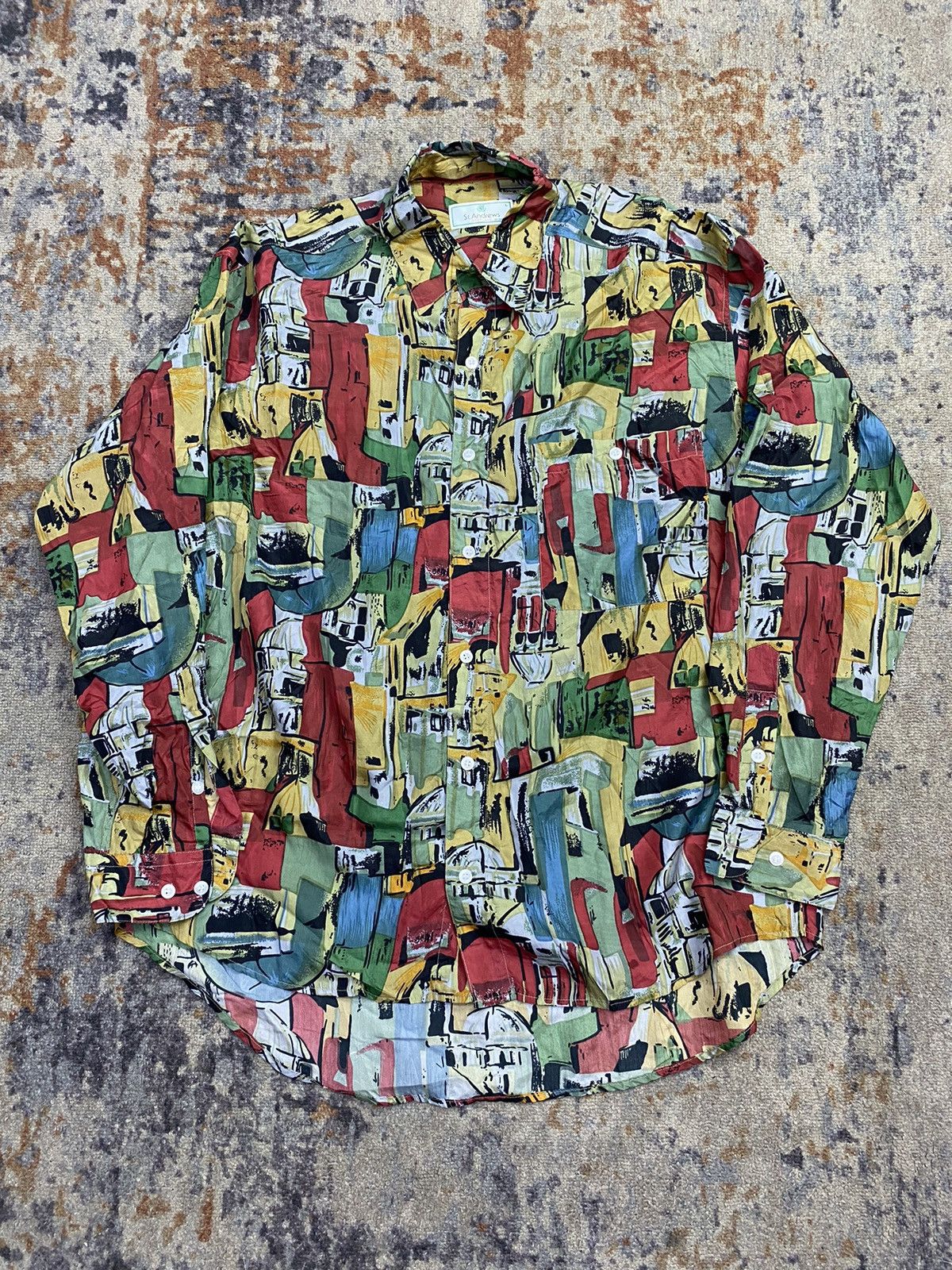 Designer × Vintage Vintage silk shirt st Andrews Size US L / EU 52-54 / 3 - 7 Thumbnail