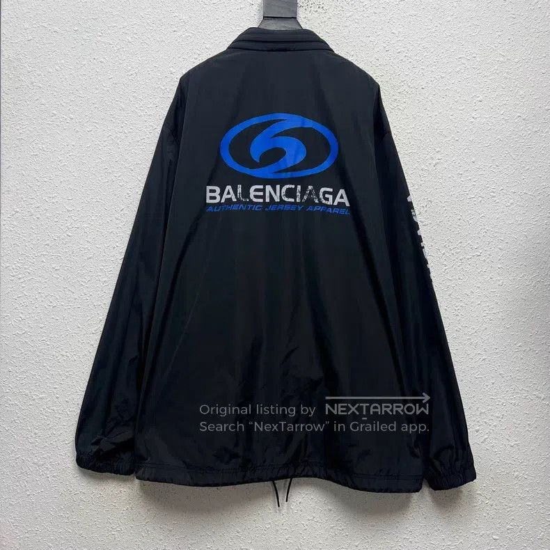Balenciaga Balenciaga Letter Logo Wave Printed Collar Snap Button Lon Size US M / EU 48-50 / 2 - 2 Thumbnail