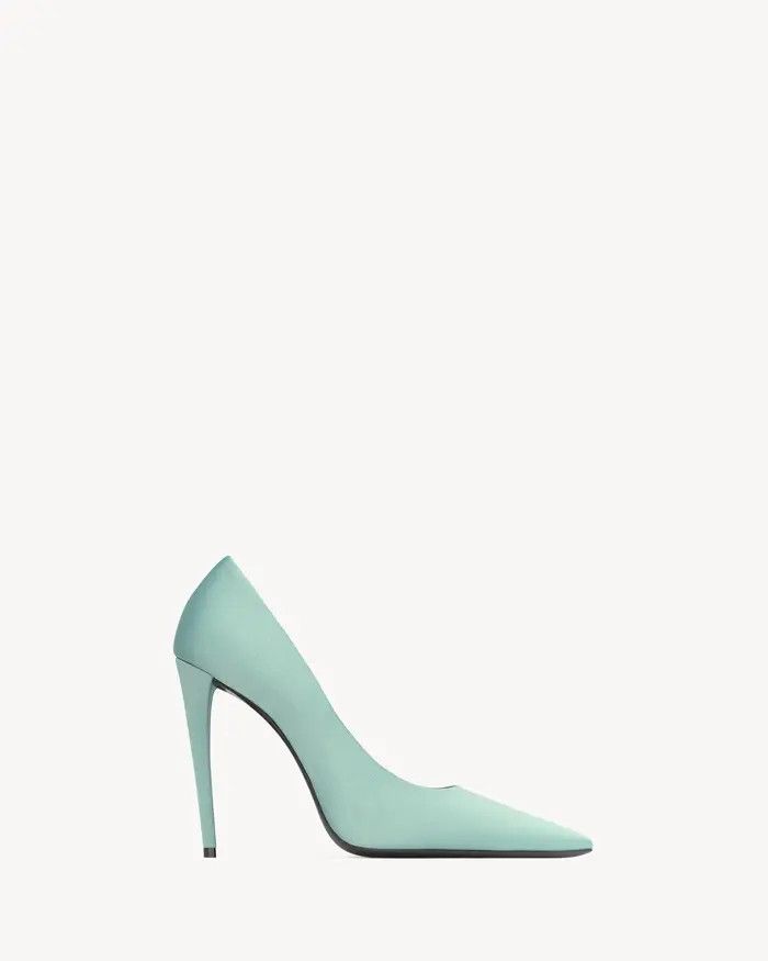 Saint Laurent Paris oc11z1225 776251 Monceau Pumps in Satin Crepe Light Blue Size US 9.5 / IT 39.5 - 1 Thumbnail