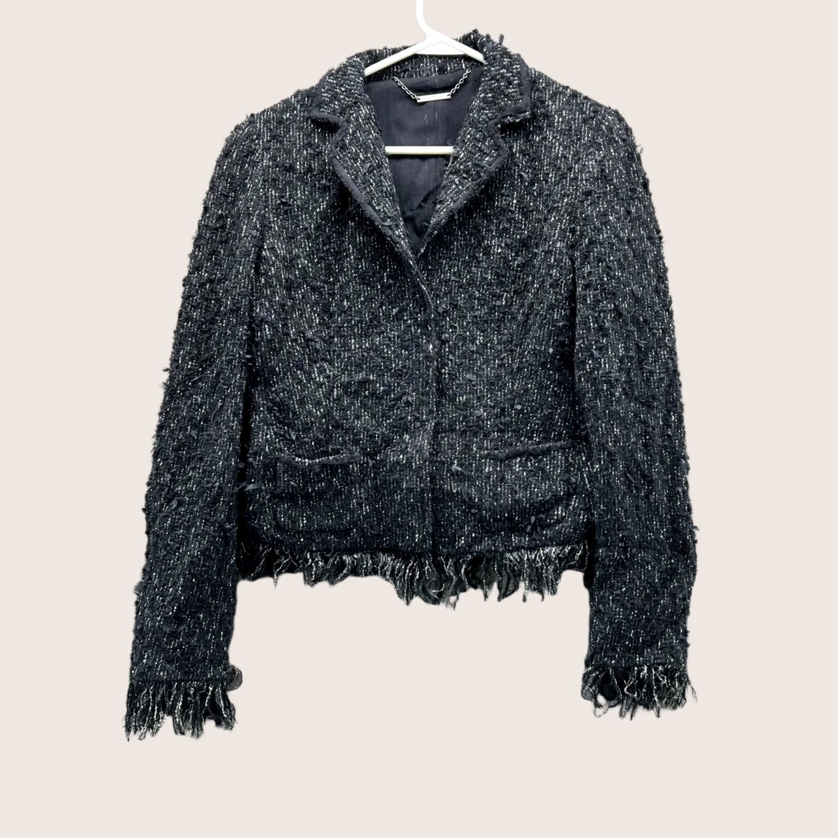 Elie Tahari VINTAGE Elie Tahari Blazer Women Medium Black Tweed Cotton Jacket Casual Business Womens Blazer, - 209 Size M / US 6-8 / IT 42-44 - 1 Thumbnail