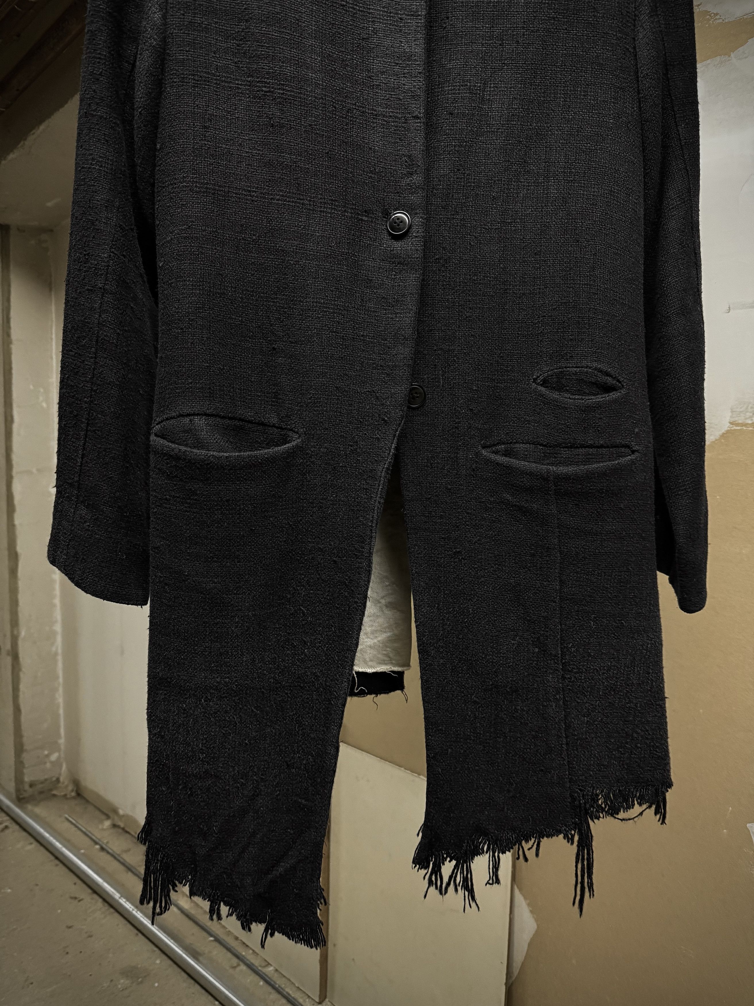 Aleksandr Manamis Aleksandr Manamïs Charcoal Grey Raw Silk Frayed Hem Coat Size US S / EU 44-46 / 1 - 11 Thumbnail