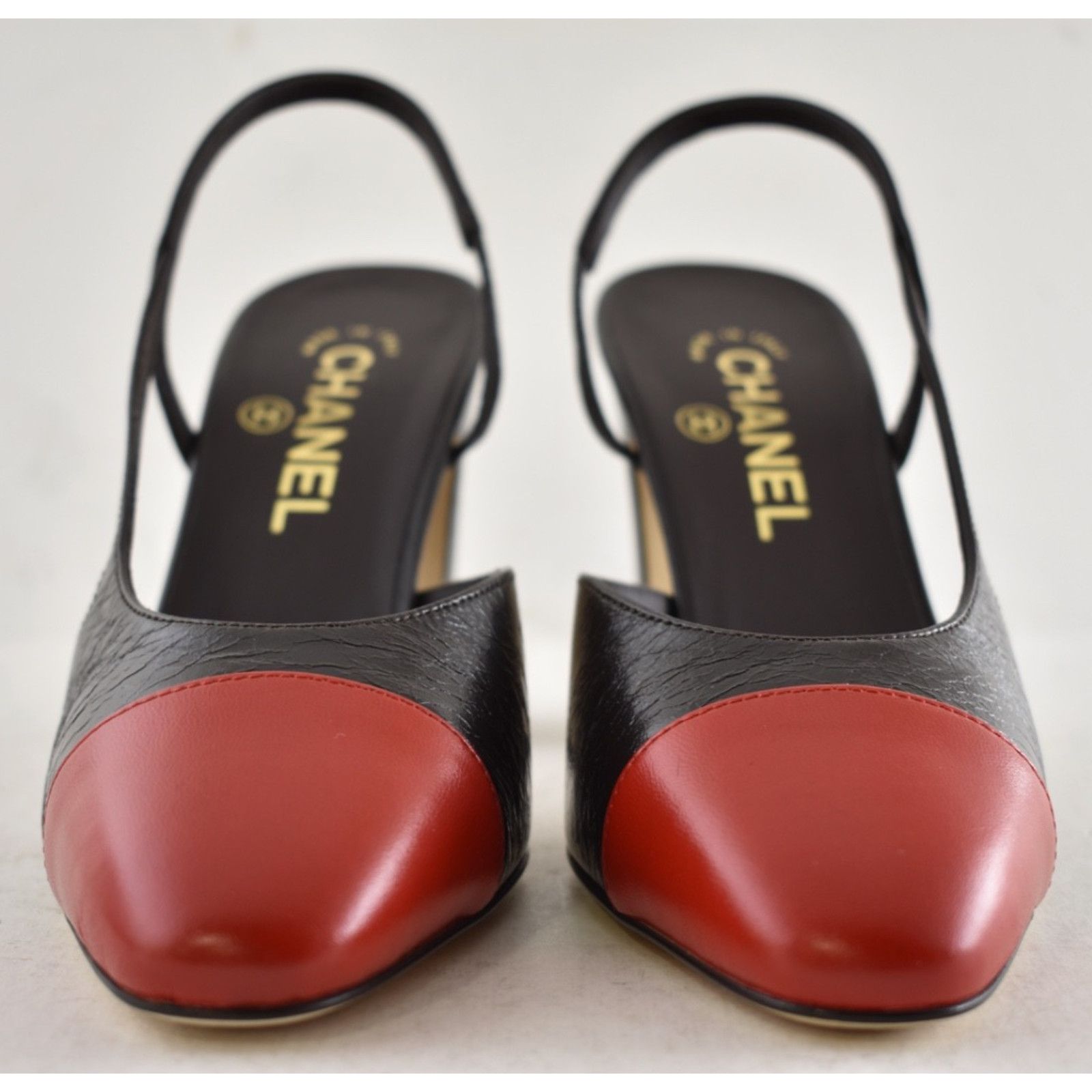Chanel Chanel Dark Brown Red CC Slingback Block Heel Pump 41c Size US 11 / IT 41 - 9 Thumbnail