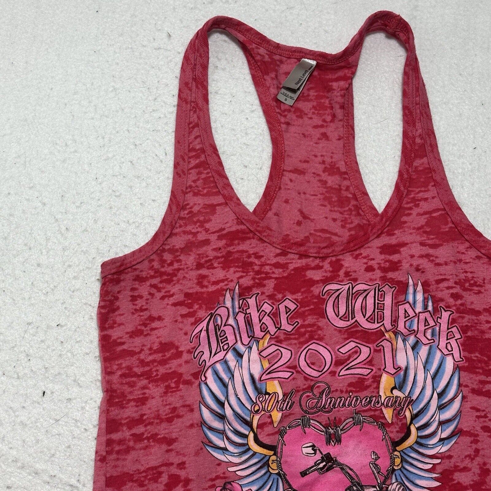 Next Level Daytona Beach Bike Week 21 Pink Sleeveless Burnout Tank Top Size S / US 4 / IT 40 - 5 Thumbnail