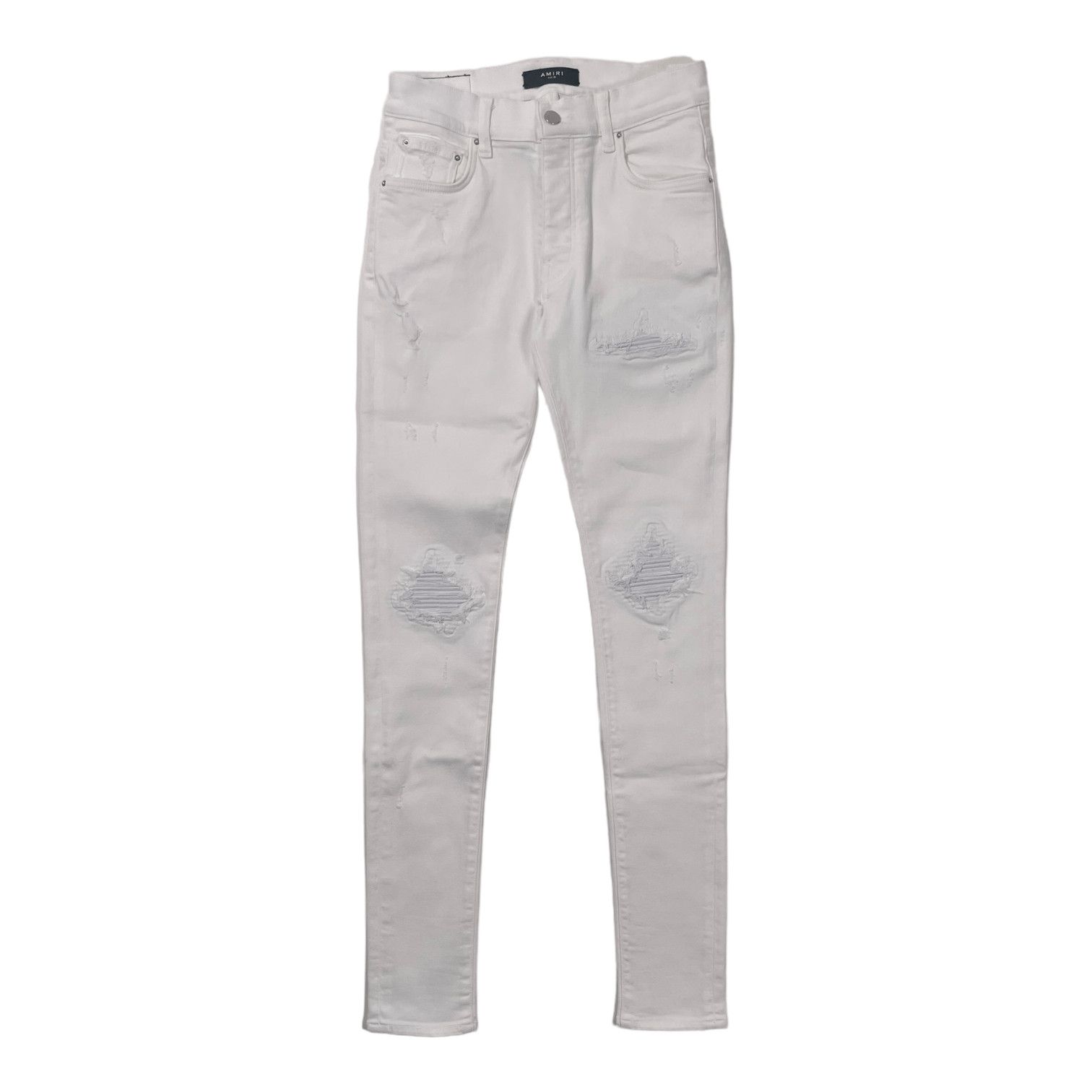 Amiri Amiri MX1 Leather Patch Jeans White | Grailed