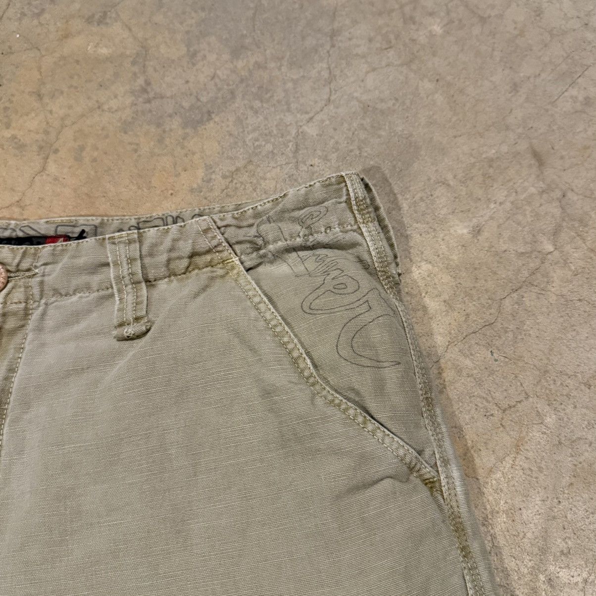 Quiksilver Vtg 2000s Quiksikver Faded 3D Cargo Pocket Baggy Shorts ERD Size US 34 / EU 50 - 4 Thumbnail