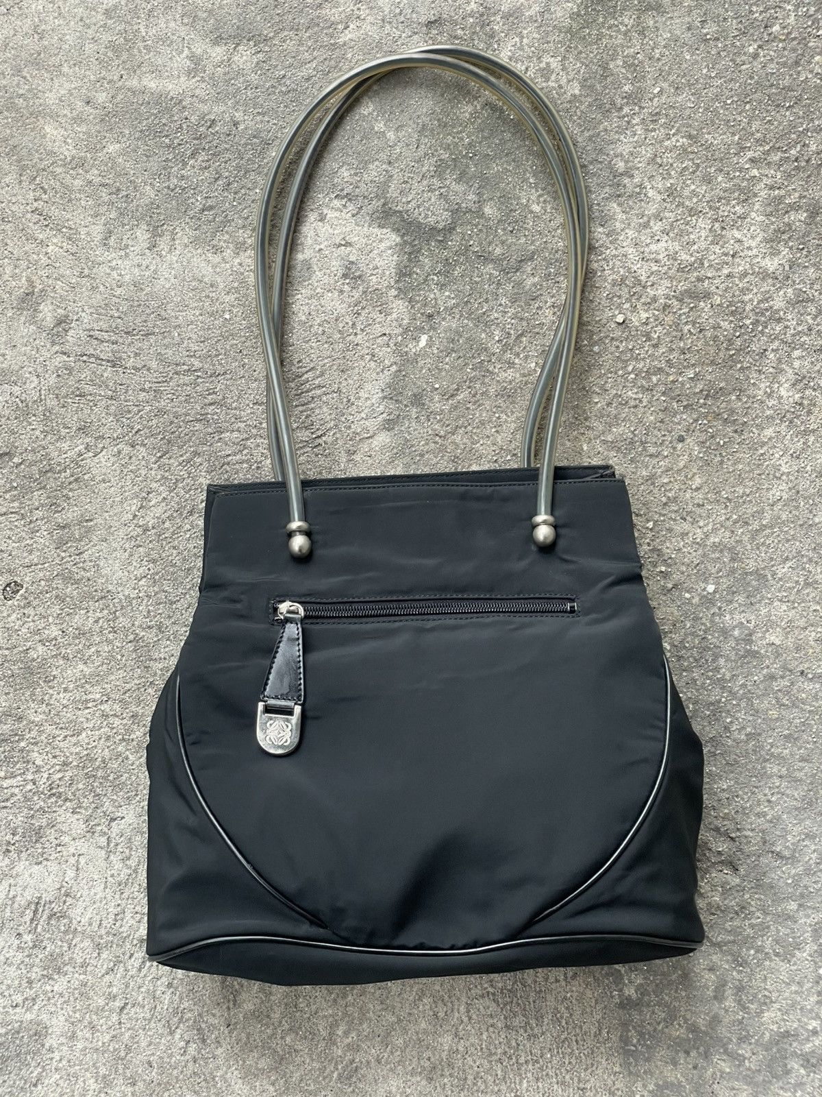 Loewe Canvas Tote Shoulder Bag Black, Women's
