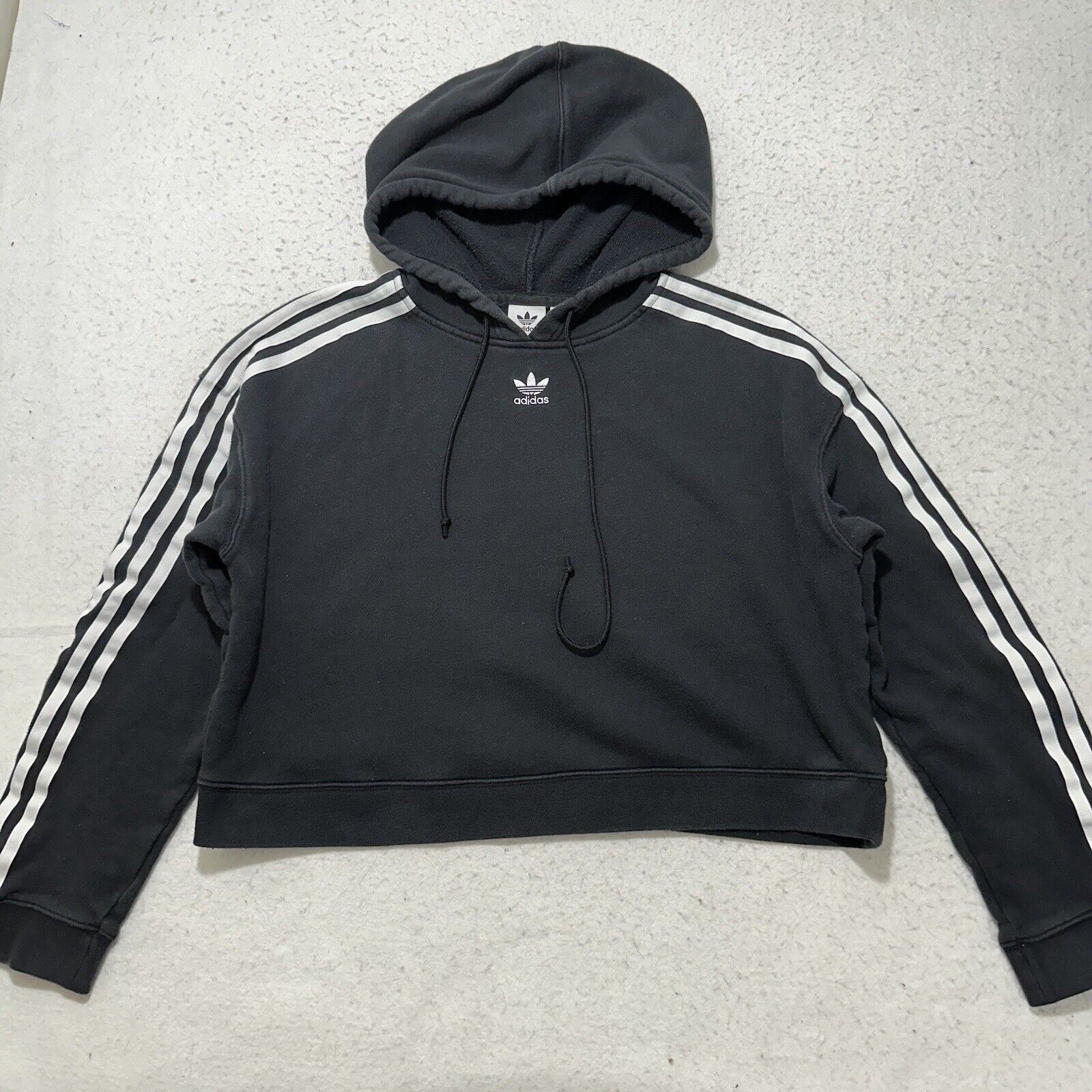 Adidas Adidas Originals Small Cropped Hoodie Black White Sweatshirt Size S / US 4 / IT 40 - 1 Thumbnail