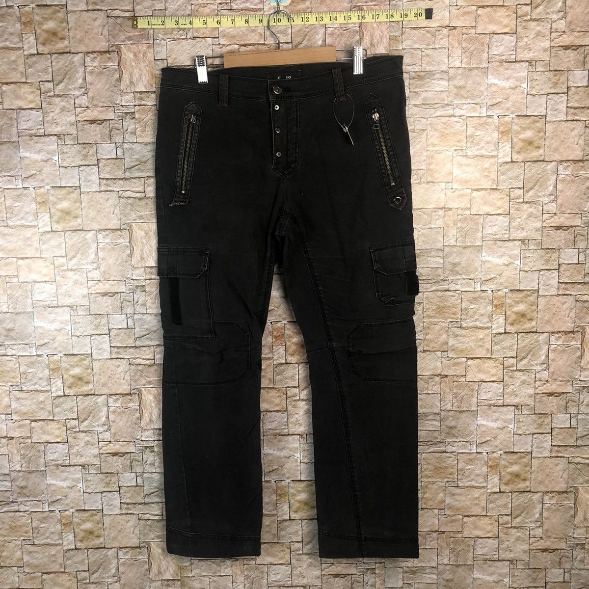 Gozo Black punk Cargo Multipocket Pants #A111
