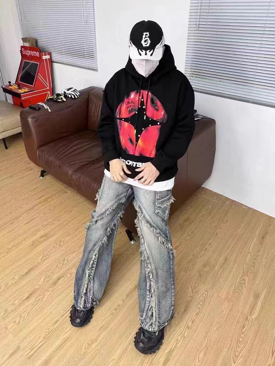 Japanese Brand × Jean Vintage washed raw edge baggy wide leg jeans Size US 32 / EU 48 - 4 Thumbnail