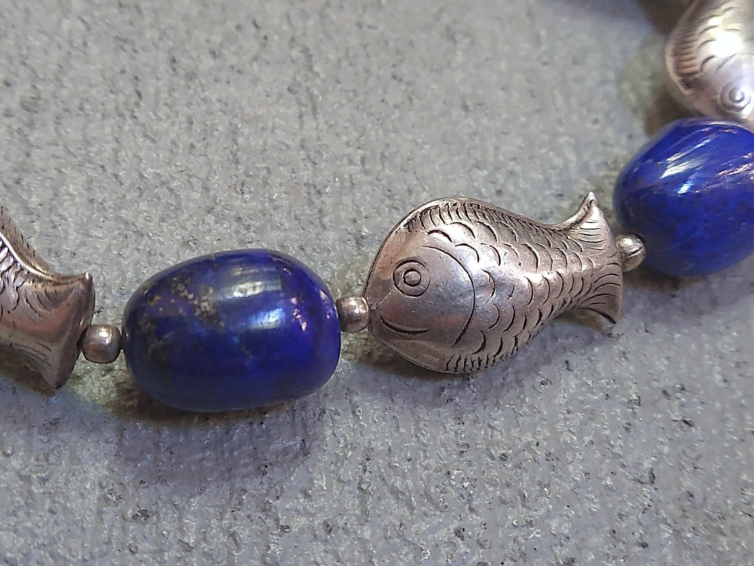 Jewelry Sterling Silver Necklace Fish Lapis Lazuli Size ONE SIZE - 8 Thumbnail
