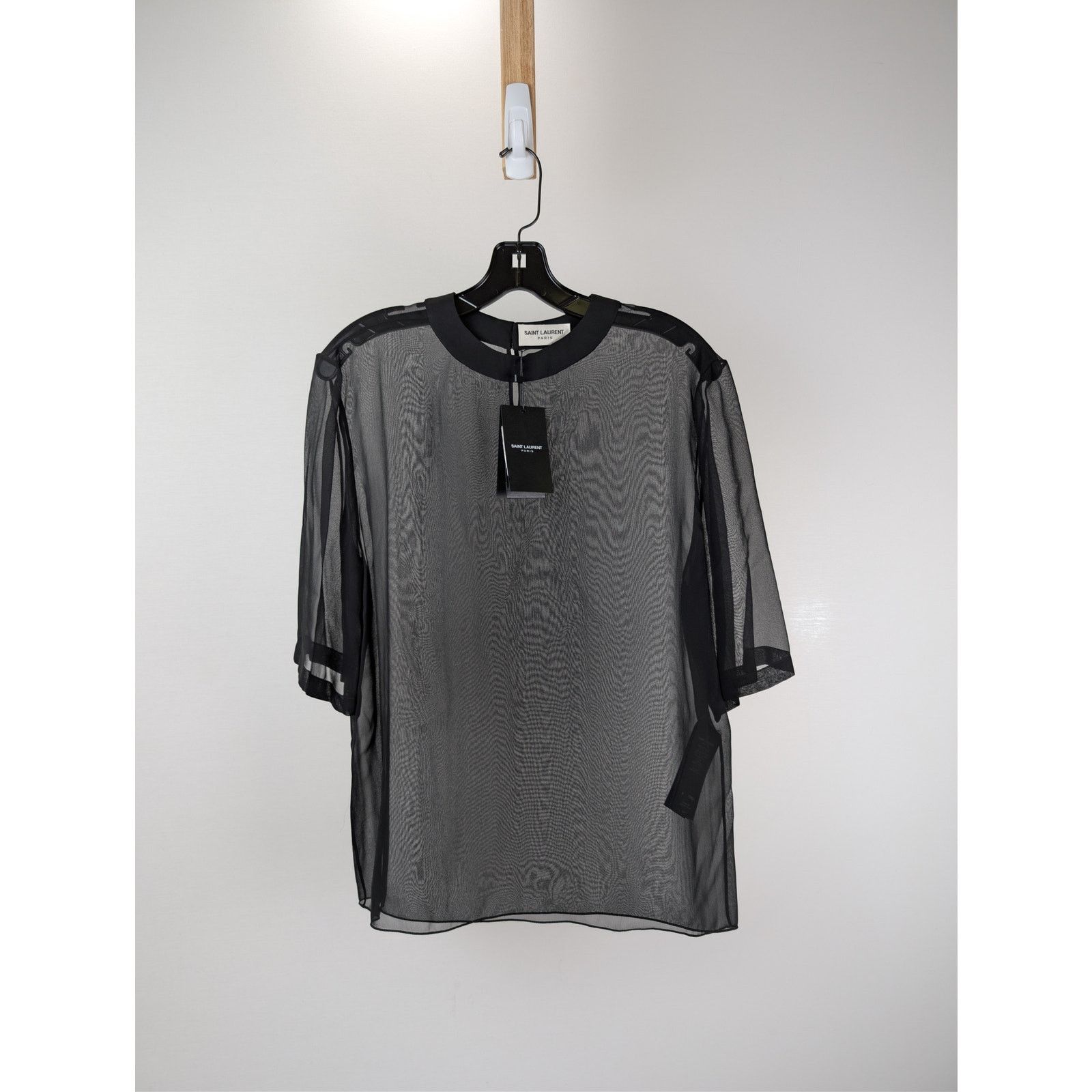 Saint Laurent Paris o1rshd1 Blouse Manches Courtes Drape T-Shirt in Black Size US M / EU 48-50 / 2 - 2 Thumbnail