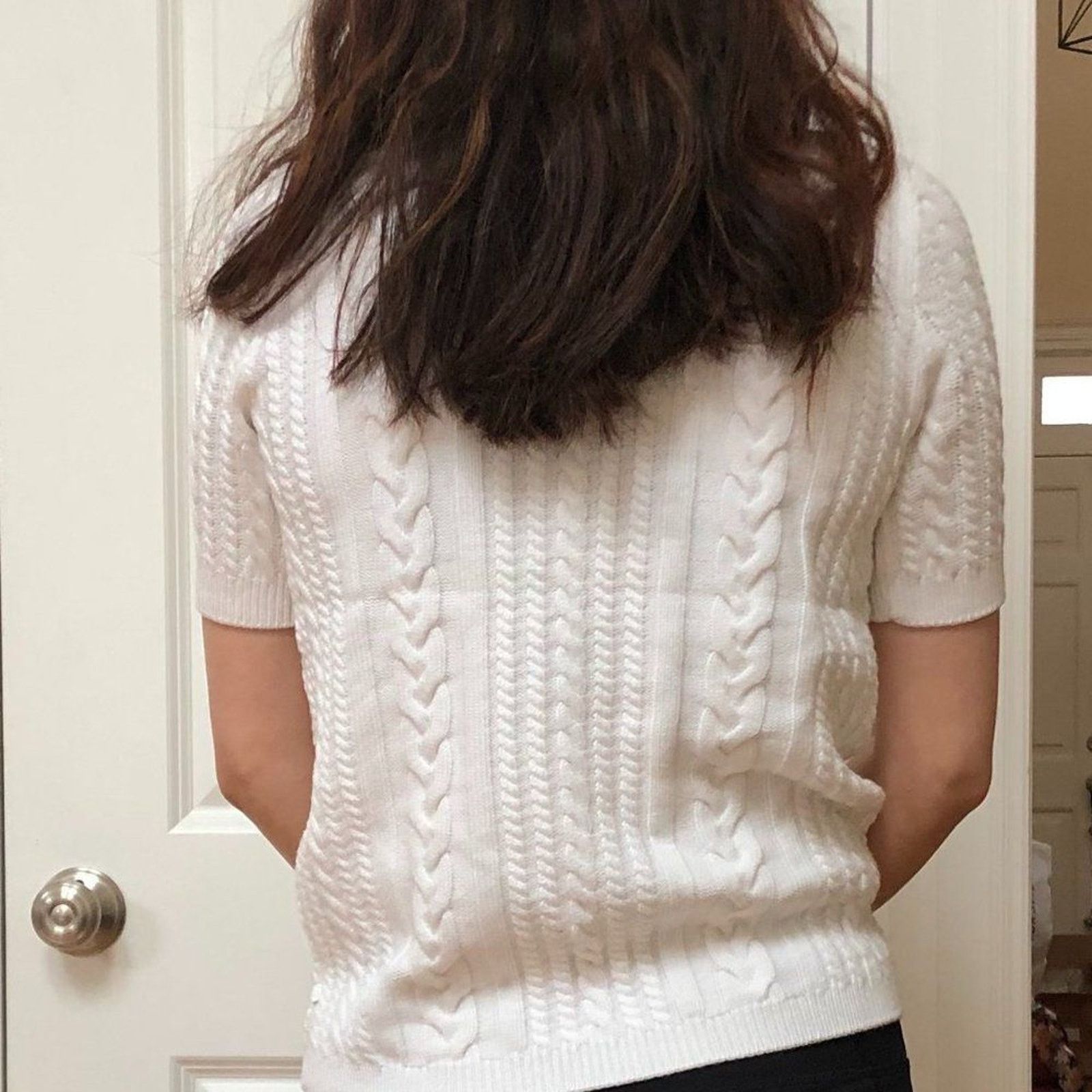 Magaschoni Short Sleeve Cable Knit Sweater from MAGASCHONI Size S / US 4 / IT 40 - 11 Thumbnail