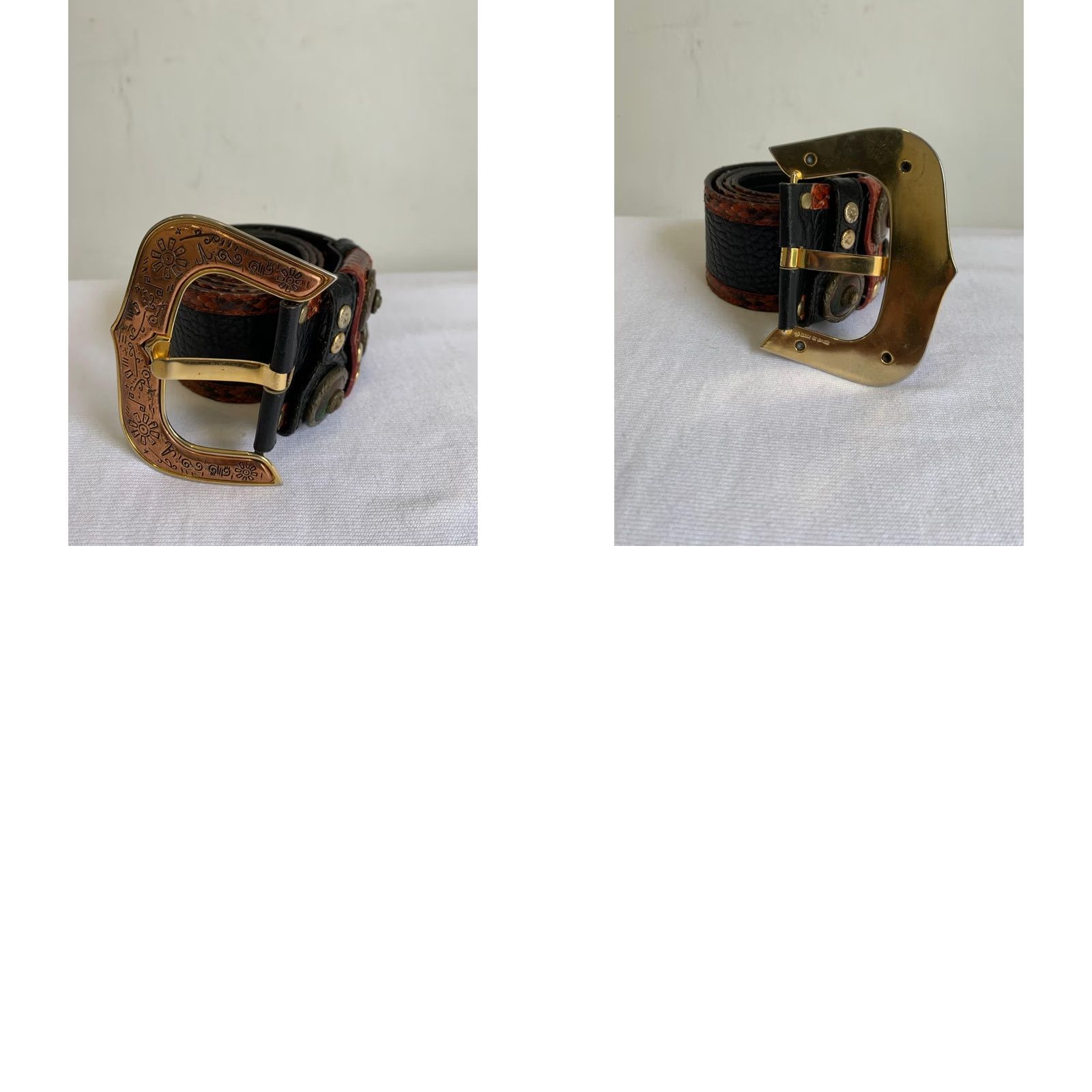 Vintage VINTAGE Werner Herbrand Belt - Black Textured Leather & Red Snakeskin 40 - Designer Belt - Women - 40 - Black - Mixed Media - Vintage Size ONE SIZE - 11 Thumbnail