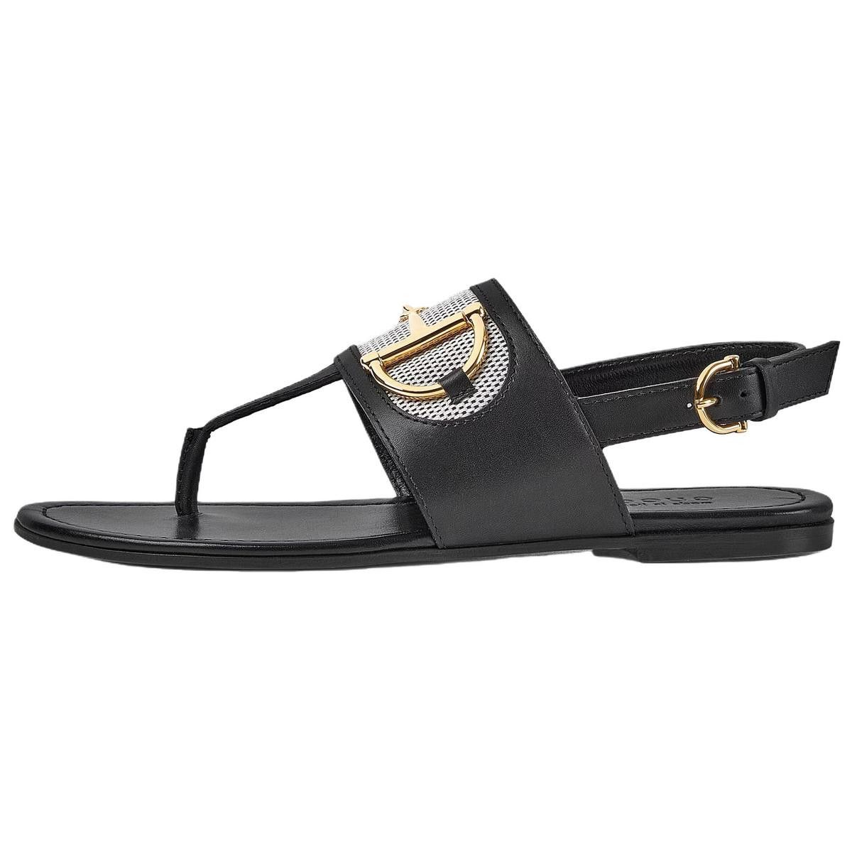 Gucci oc11z0126 Women's Thong Sandals With Horsebit in Black Size US 5.5 / IT 35.5 - 2 Thumbnail