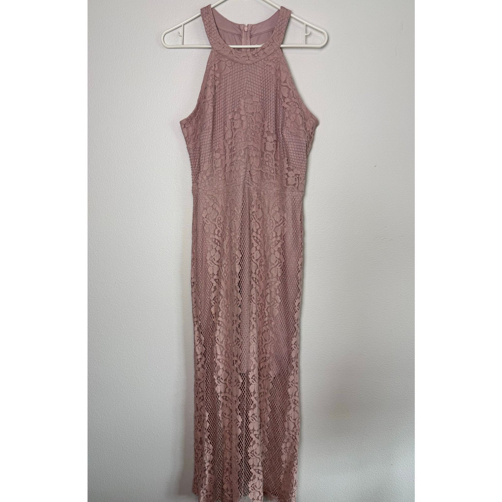 Nordstrom Enfocus Studio Formal Maxi Dress, S 10. Rose Blush Pink Lace Size L / US 10 / IT 46 - 6 Thumbnail