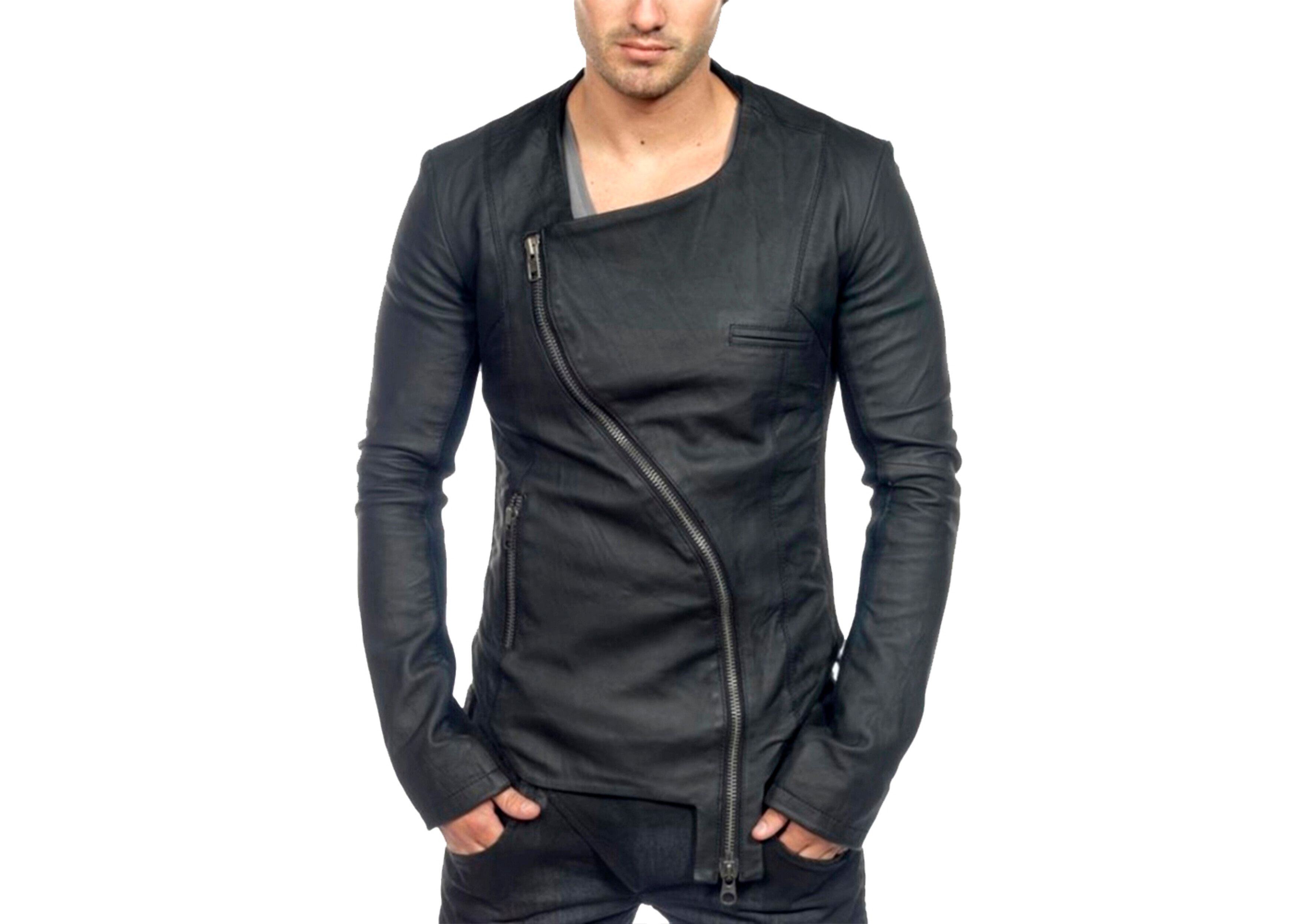 Delusion Delusion futuristic designer men's leather biker jacket Size US XL / EU 56 / 4 - 2 Preview