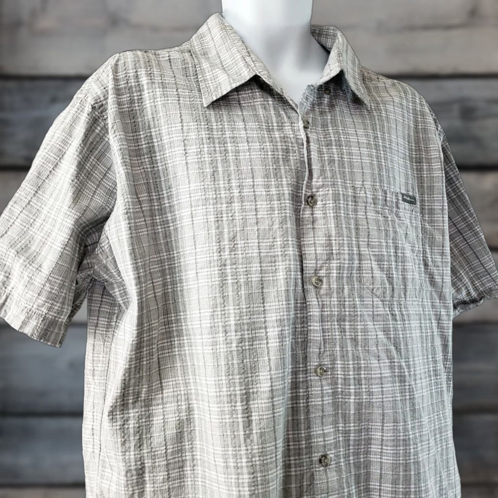 Eddie Bauer VINTAGE Eddie Bauer Mens Button Front Shirt XLT Gray Plaid Classic Fit Short Sleeve Cotton Button-Up Mens Size US XL / EU 56 / 4 - 1 Thumbnail