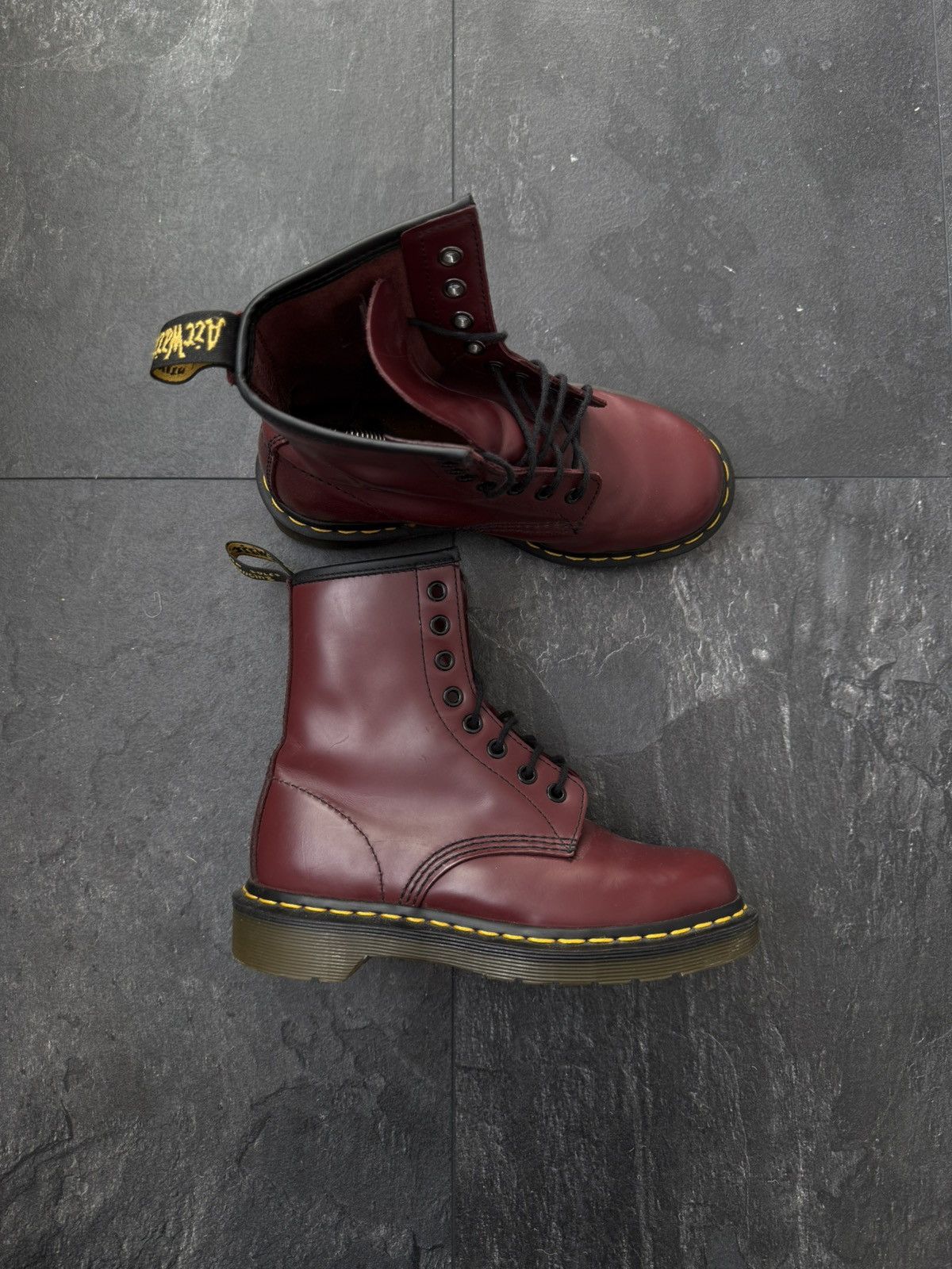 Dr. Martens × Vintage Dr Martens 1460 Vintage Boots Shoes Cherry Red Smooth Size US 5 / IT 35 - 1 Thumbnail