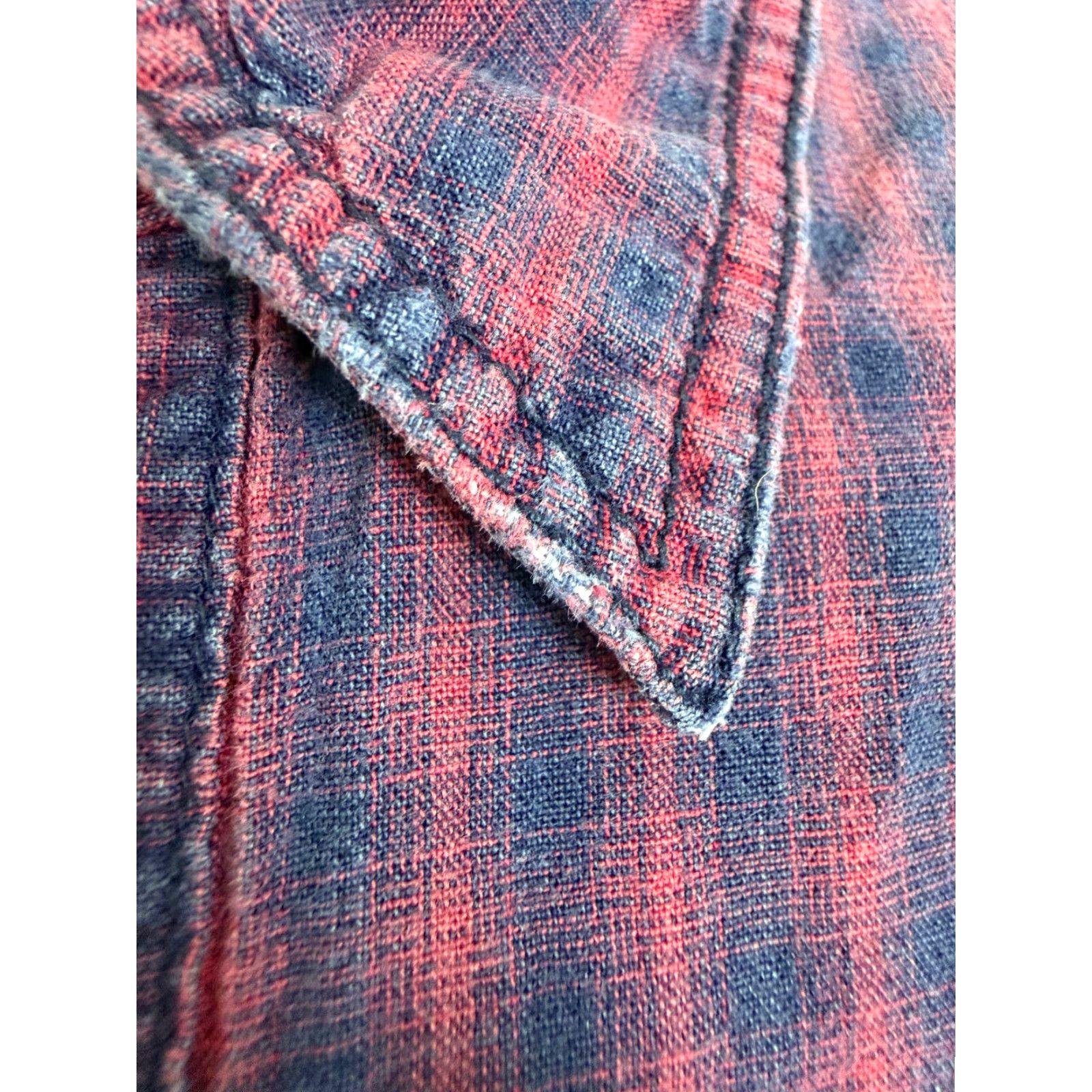 Levi's VINTAGE Levi's Work Shirt Men L Plaid 90s Distressed Button-Up Indigo Blue Cotton Long Sleeve Size US L / EU 52-54 / 3 - 5 Thumbnail