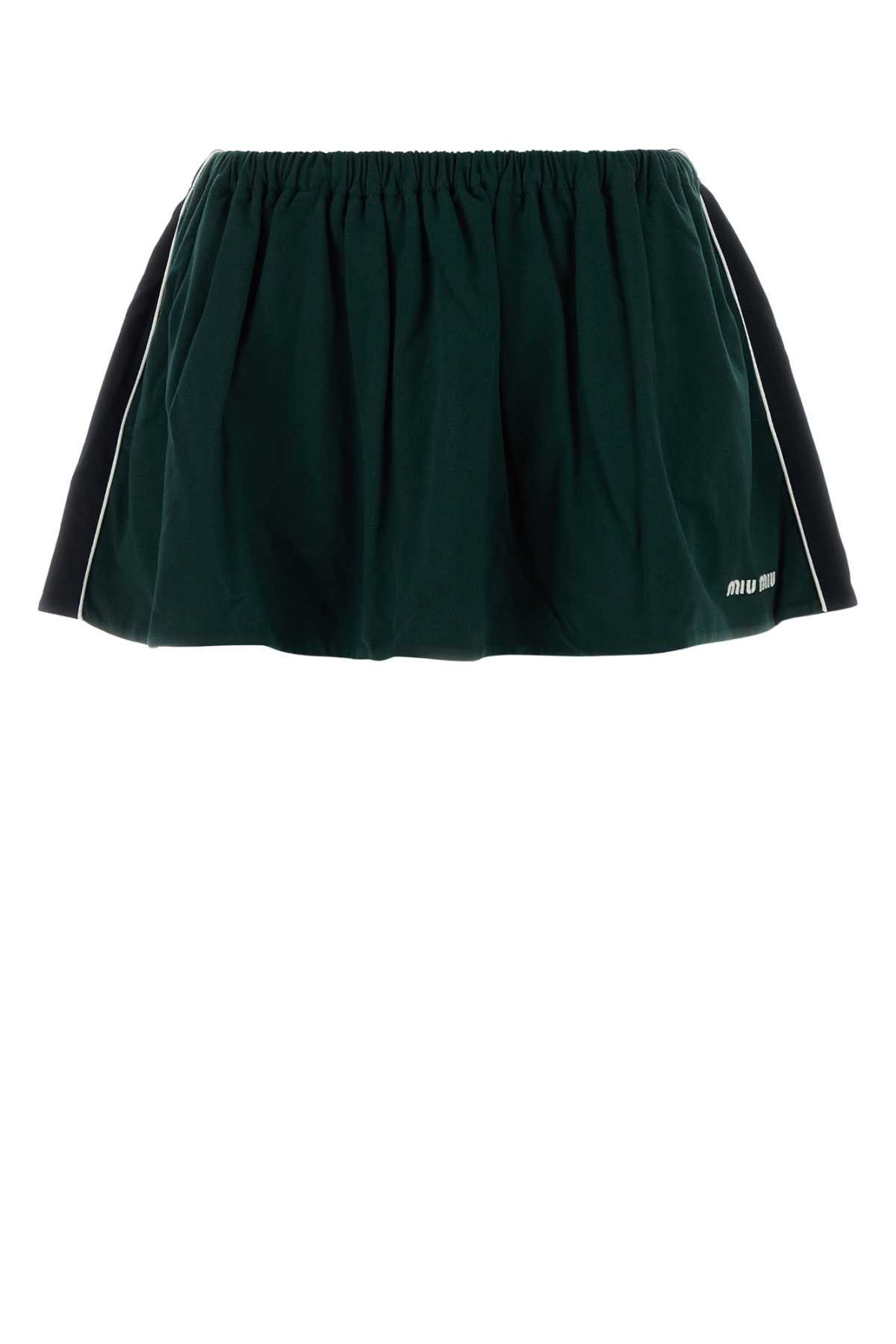 Miu Miu Bottle Green Cotton Mini Skirt Size M / US 6-8 / IT 42-44 - 1 Thumbnail