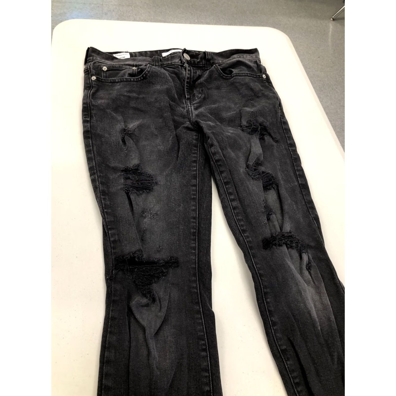Pacsun PacSun Jeans Mens 32x29 Skinny Distressed Black Wash Denim 32 Inseam Slim Regular Mens Size US 32 / EU 48 - 3 Thumbnail