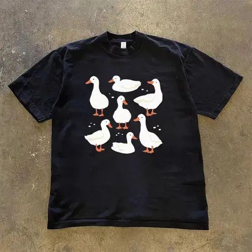 VIBE Ichiko x Yuki Black casual retro cartoon duck print t-shirt Size US M / EU 48-50 / 2 - 5 Thumbnail