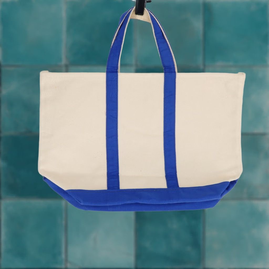 Bloomingdale's VINTAGE Bloomingdale's Bloomies Tote Bag Cream Logo Canvas Blue Tote Women Size ONE SIZE - 1 Thumbnail