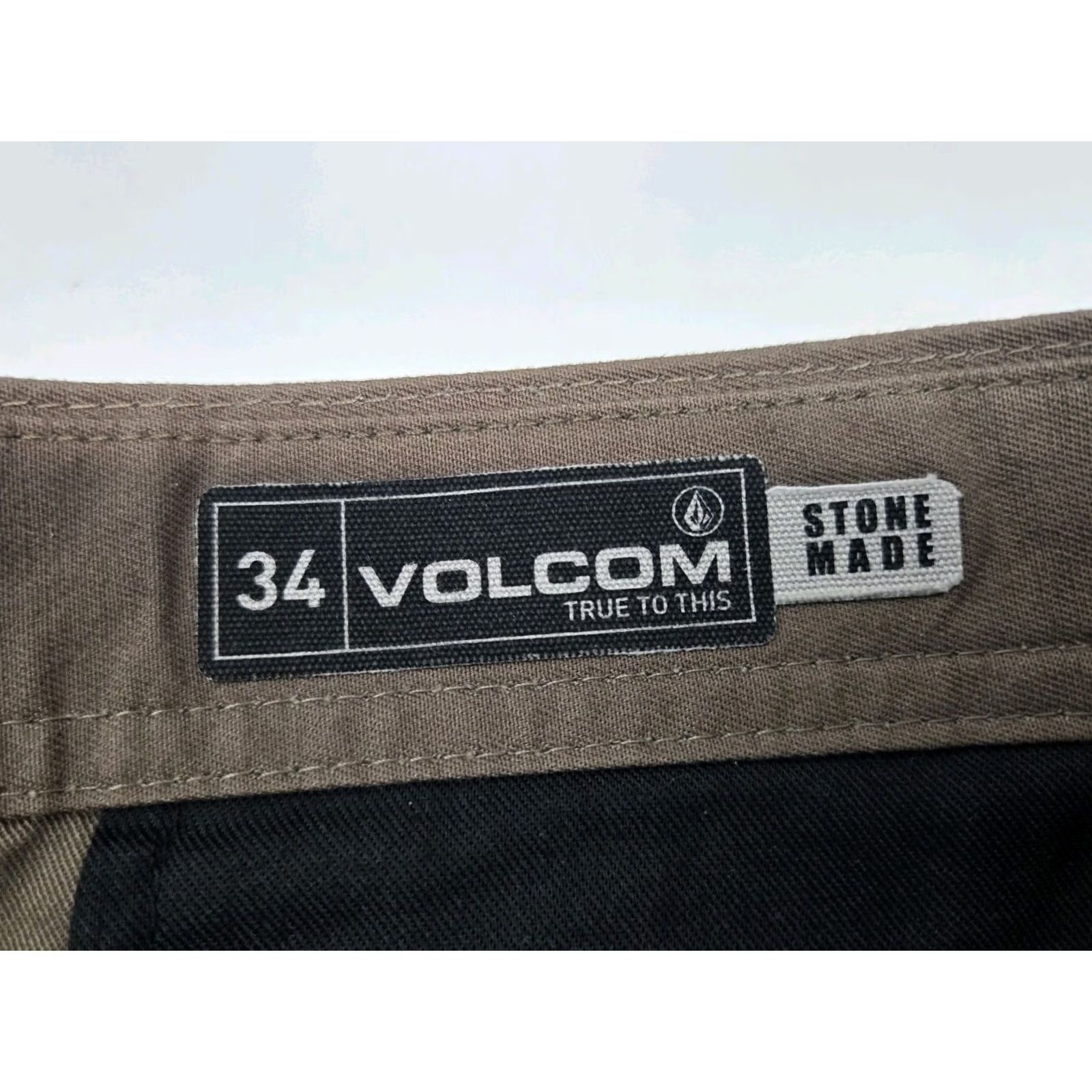 Volcom Volcom Shorts Mens 34 Brown Stone Made Chino Drawstring Logo Pckts Size US 34 / EU 50 - 3 Thumbnail