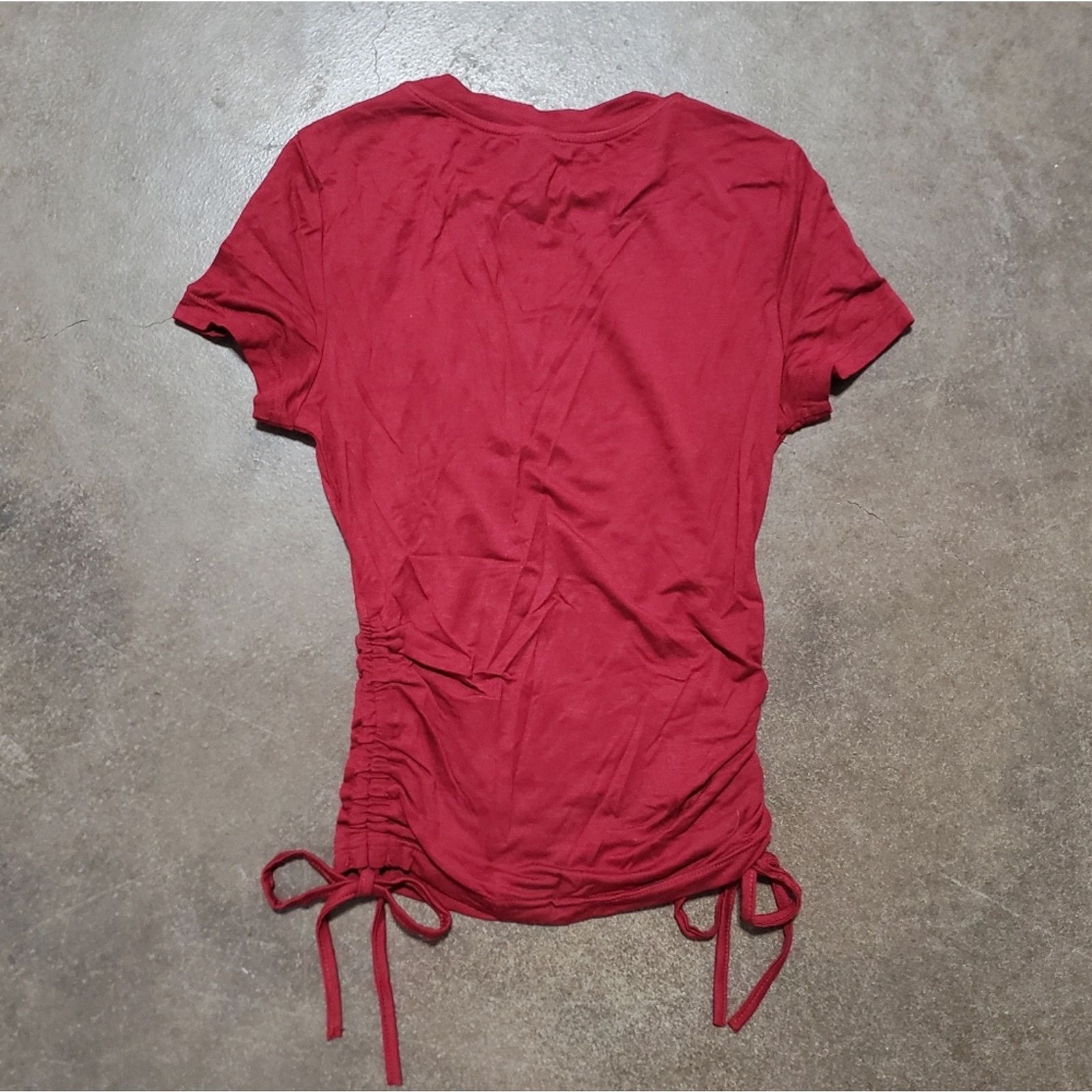 Shein Dark Red | SHEIN | Ruched Short Sleeve Size XS / US 0-2 / IT 36-38 - 2 Thumbnail