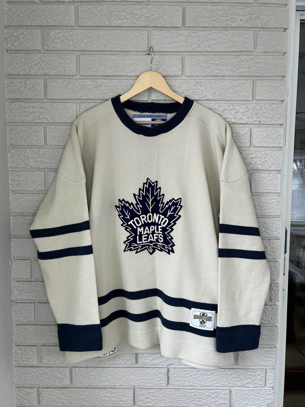 image of Vintage 90's Ccm Toronto Maple Leafs Knit Hockey Jersey, Men's (Size XL)