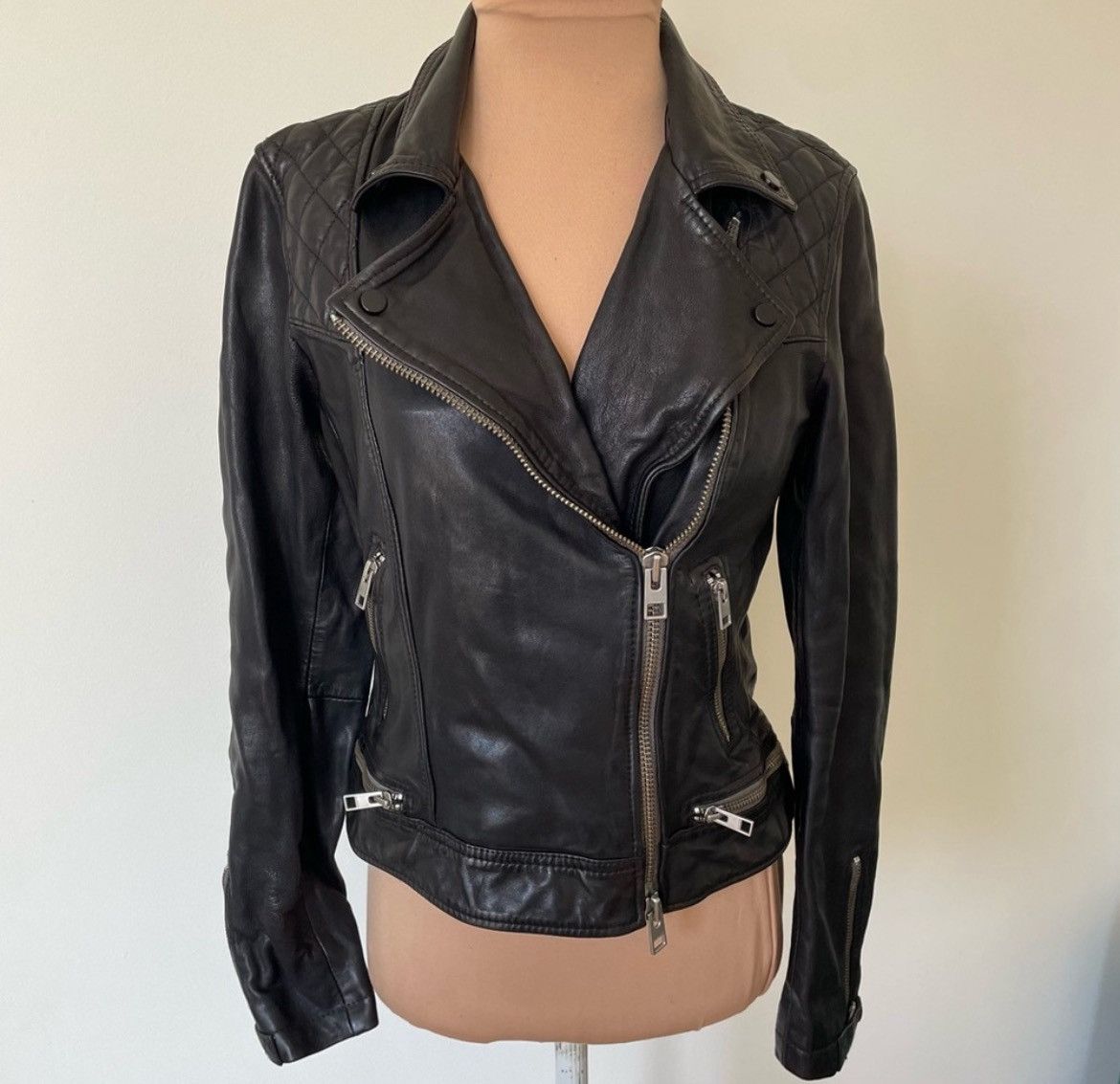 Allsaints ALLSAINTS Conroy Quilted Leather Moto Motorcycle Jacket Size M / US 6-8 / IT 42-44 - 1 Thumbnail