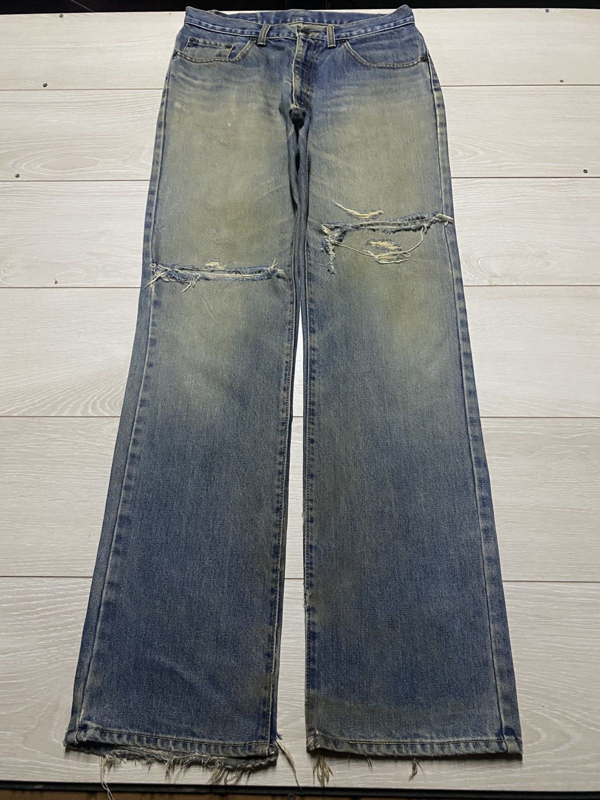Japanese Brand Vintage GLHeart Mud Wash Distressed Loose Jeans Size US 31 - 1 Thumbnail