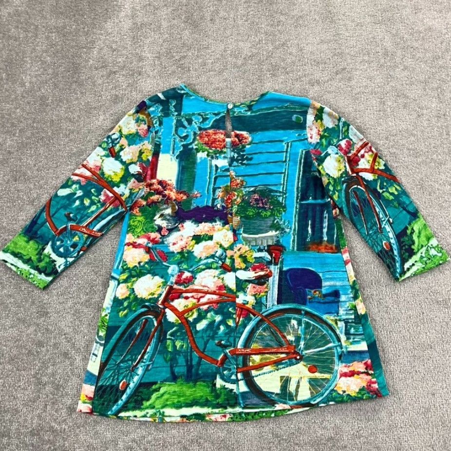 Vintage VINTAGE ORIENTIQUE Naturally Top Womens XS EU 10 Floral Bike Blouse Art Pullover Crew Size XS / US 0-2 / IT 36-38 - 2 Thumbnail