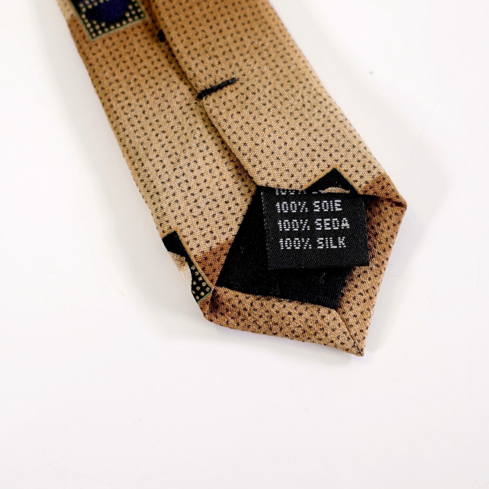 Croft & Barrow Croft & Barrow Golden Tan Abstract Print Wide Silk Tie Size ONE SIZE - 4 Thumbnail