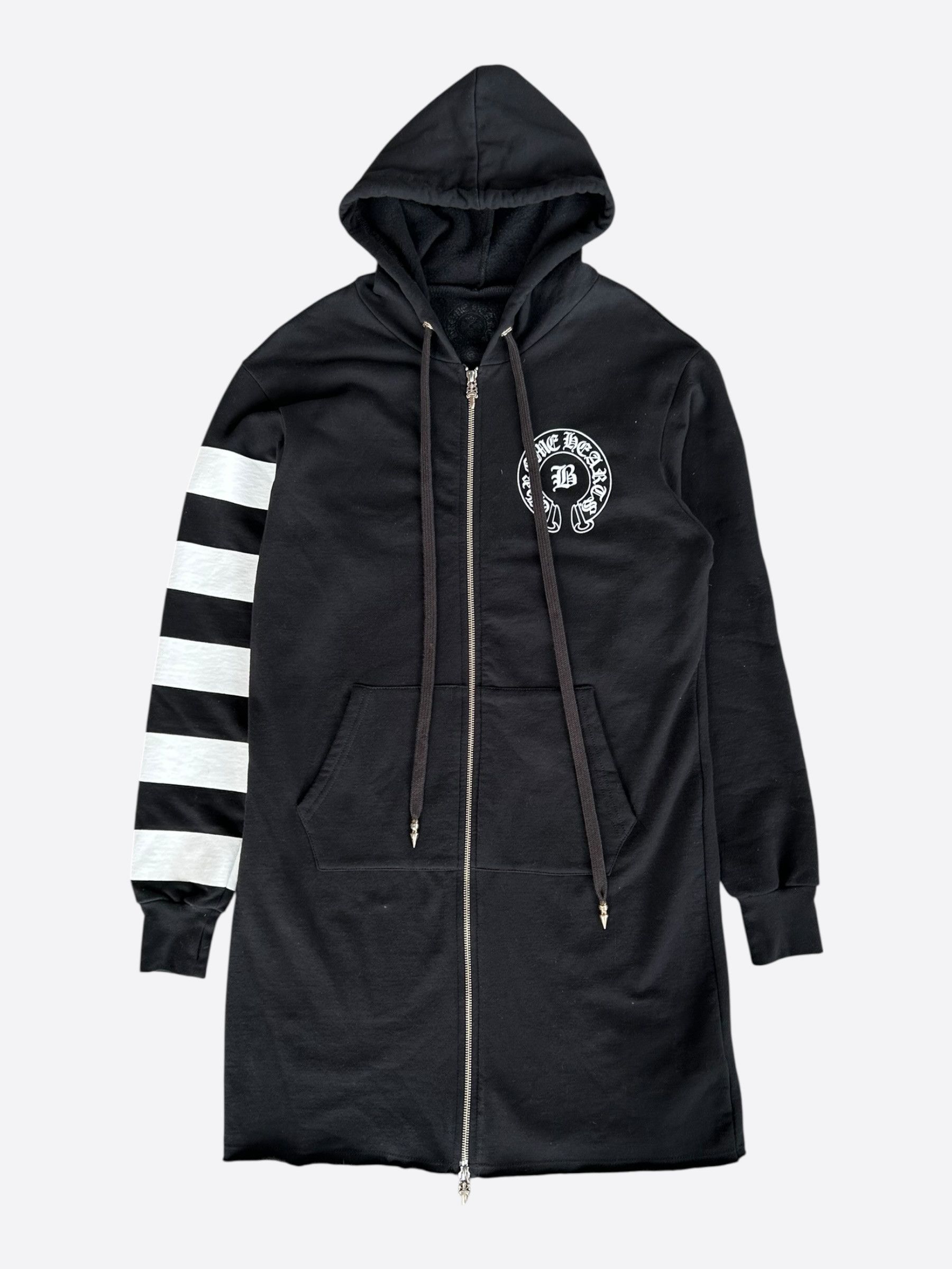 Chrome Hearts Bella Hadid Black & White Horseshoe Logo Striped Hoodie Size XS / US 0-2 / IT 36-38 - 1 Thumbnail