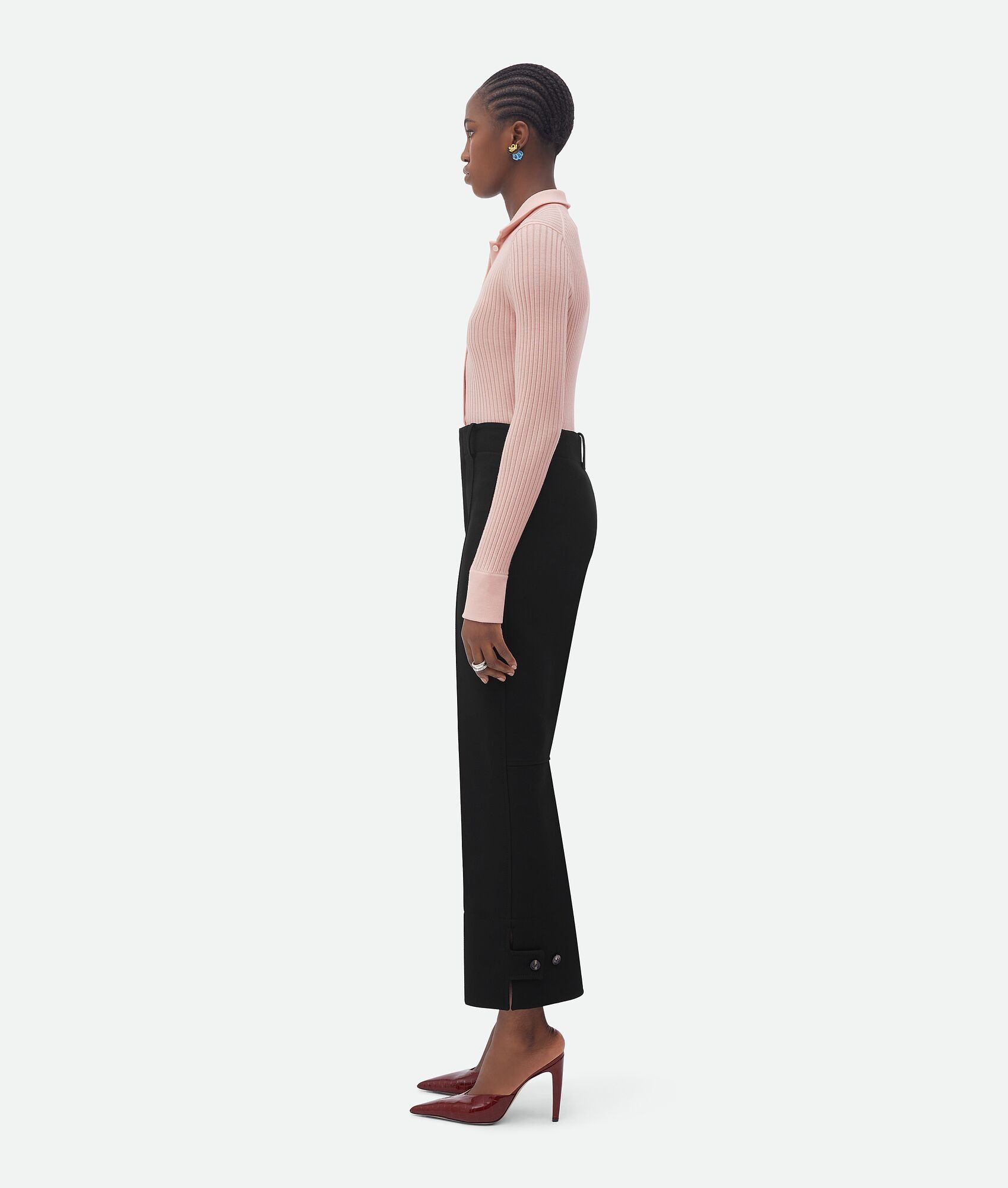 Bottega Veneta o1bcso1str0225 Slim Leg Melange Wool Pant in Black Size 24" / US 00 / IT 34 - 2 Thumbnail