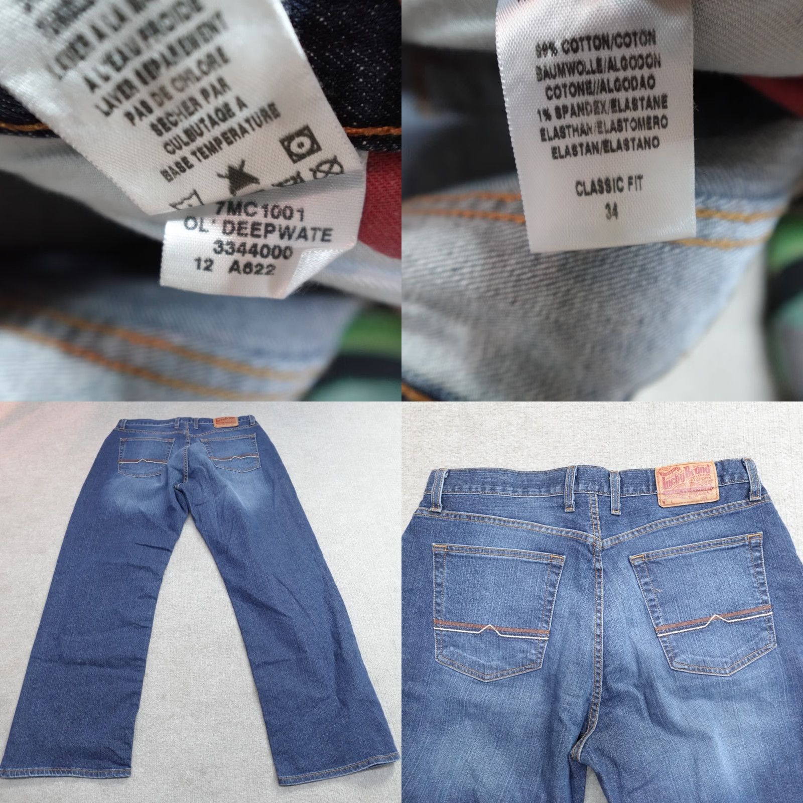 Lucky Brand Lucky Brand Jeans 34 x 30 Blue Classic Fit Zip Fly Cotton Blend Denim Straight Mens Size US 34 / EU 50 - 8 Thumbnail