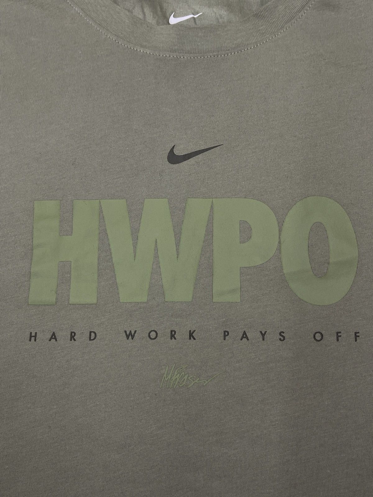 Nike × Nike ACG Mens Nike HWPO Hard Work Pays Off T Shirt Olive Y2K Size XL Size US XL / EU 56 / 4 - 5 Thumbnail