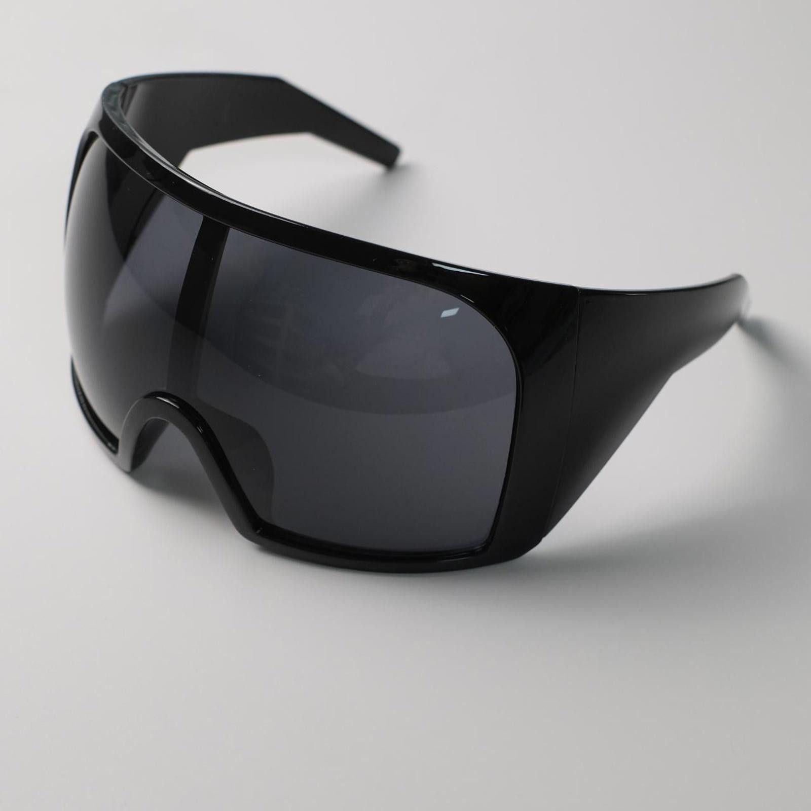 Japanese Brand Y2k Avant Garde Futuristic Oversized Black Sunglasses Unisex Size ONE SIZE - 5 Thumbnail