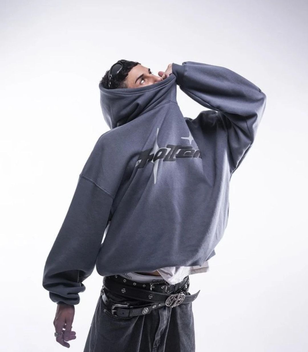 Designer × Vintage Puff Rubber Print Work Style American Street Hoodie Size US XL / EU 56 / 4 - 3 Thumbnail