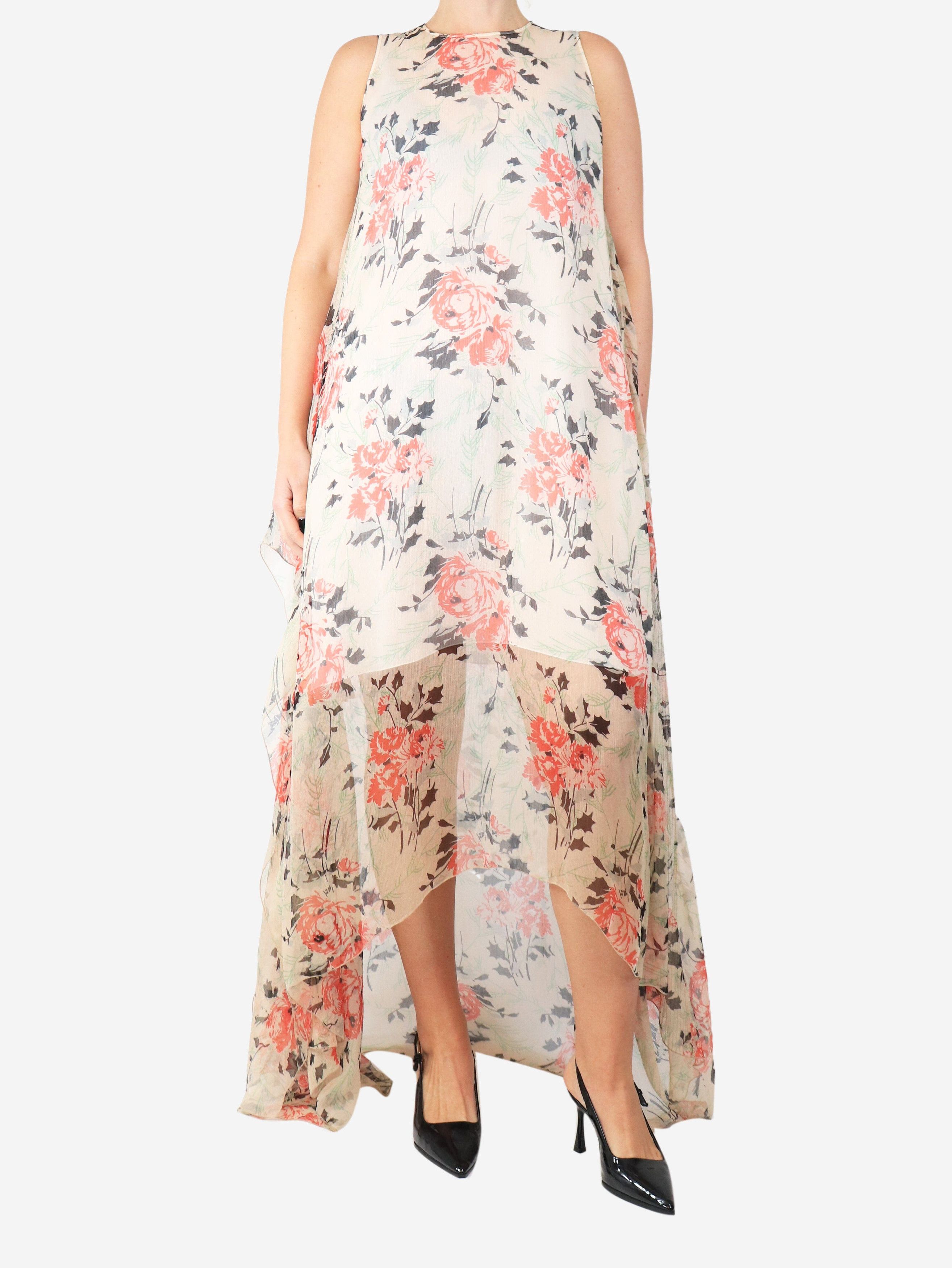 Loewe Pink and neutral asymmetric floral-print silk maxi dress - U Size M / US 6-8 / IT 42-44 - 1 Thumbnail