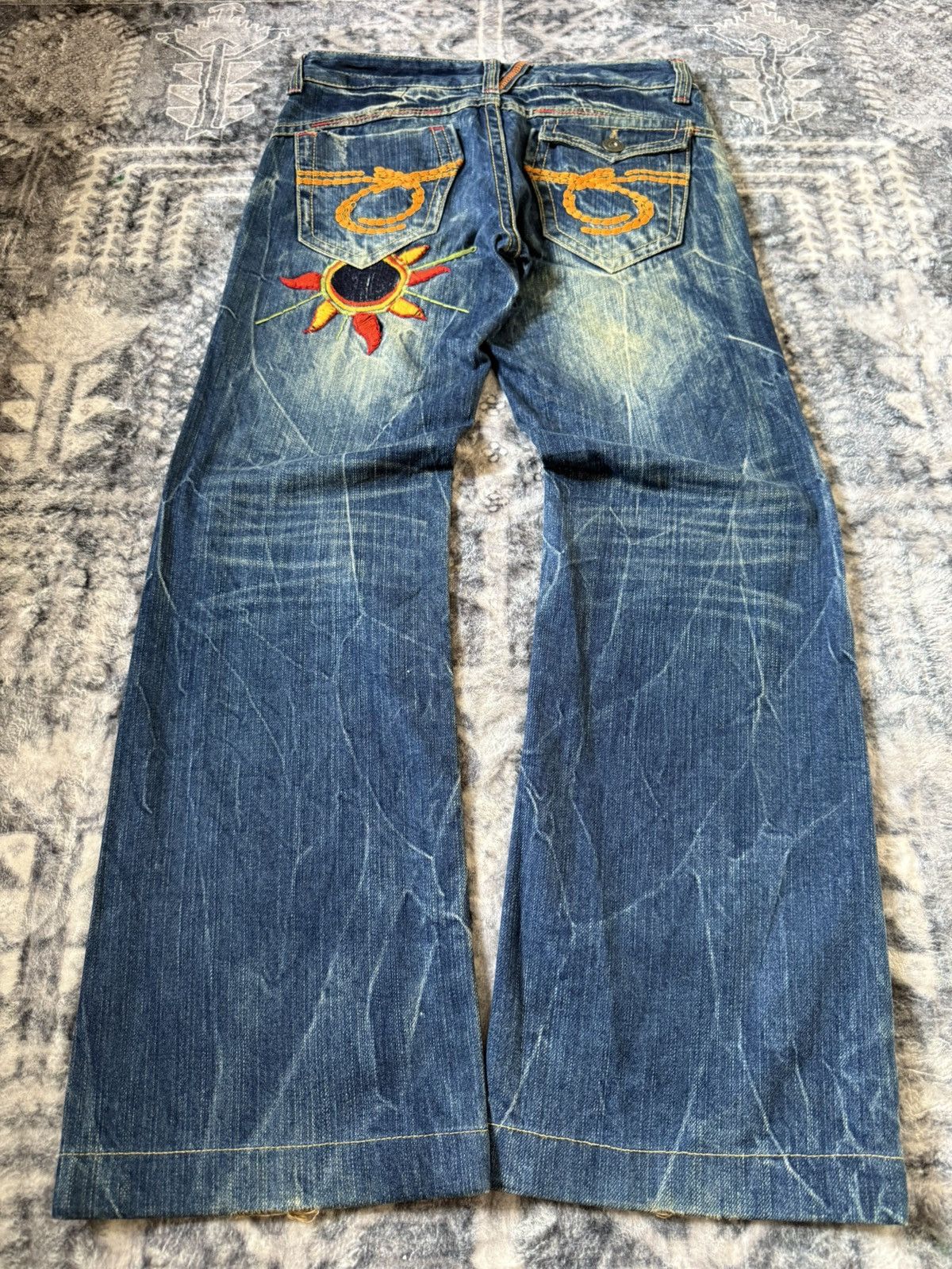 Hysteric Glamour Studio R.P Embroidered Bold Stitched Wide Flared Jeans Size US 28 / EU 44 - 1 Thumbnail