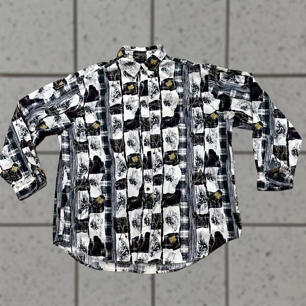 Roundtree & Yorke ROUNDTREE & YORK Shirt Men XL Camping Gear Graphic Print Lantern Boots Poles AOP Size US XL / EU 56 / 4 - 1 Thumbnail