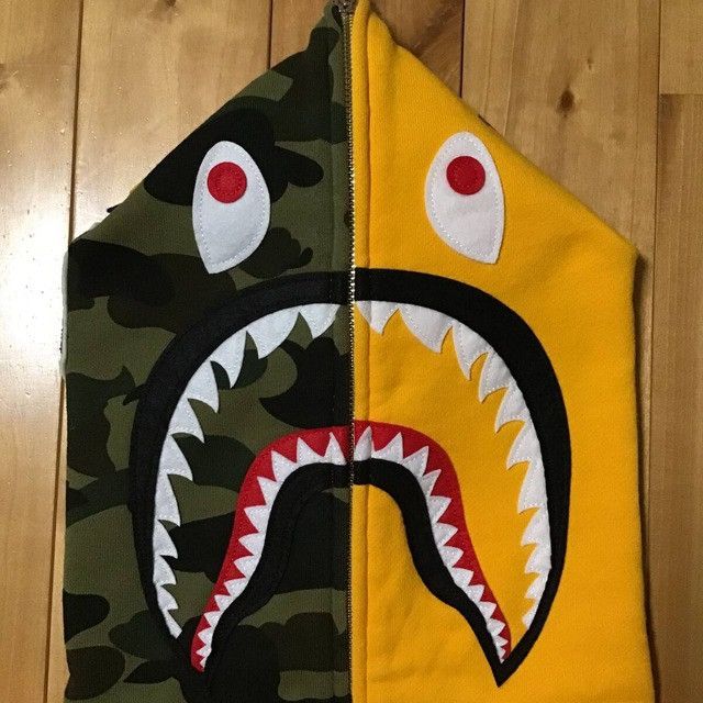 Bape BAPE camo Shark full zip hoodie orange a bathing ape Size US M / EU 48-50 / 2 - 3 Thumbnail