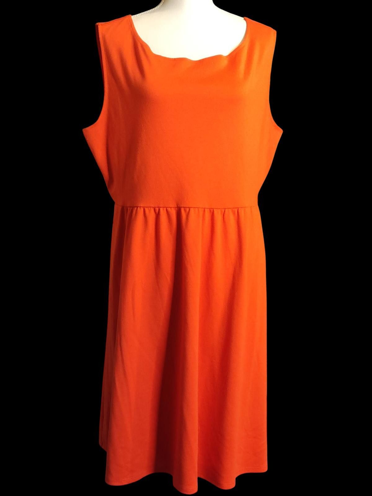 Old Navy Old Navy Orange Sleeveless Midi Dress w/Scalloped Neckline Size XL / US 12-14 / IT 48-50 - 3 Thumbnail