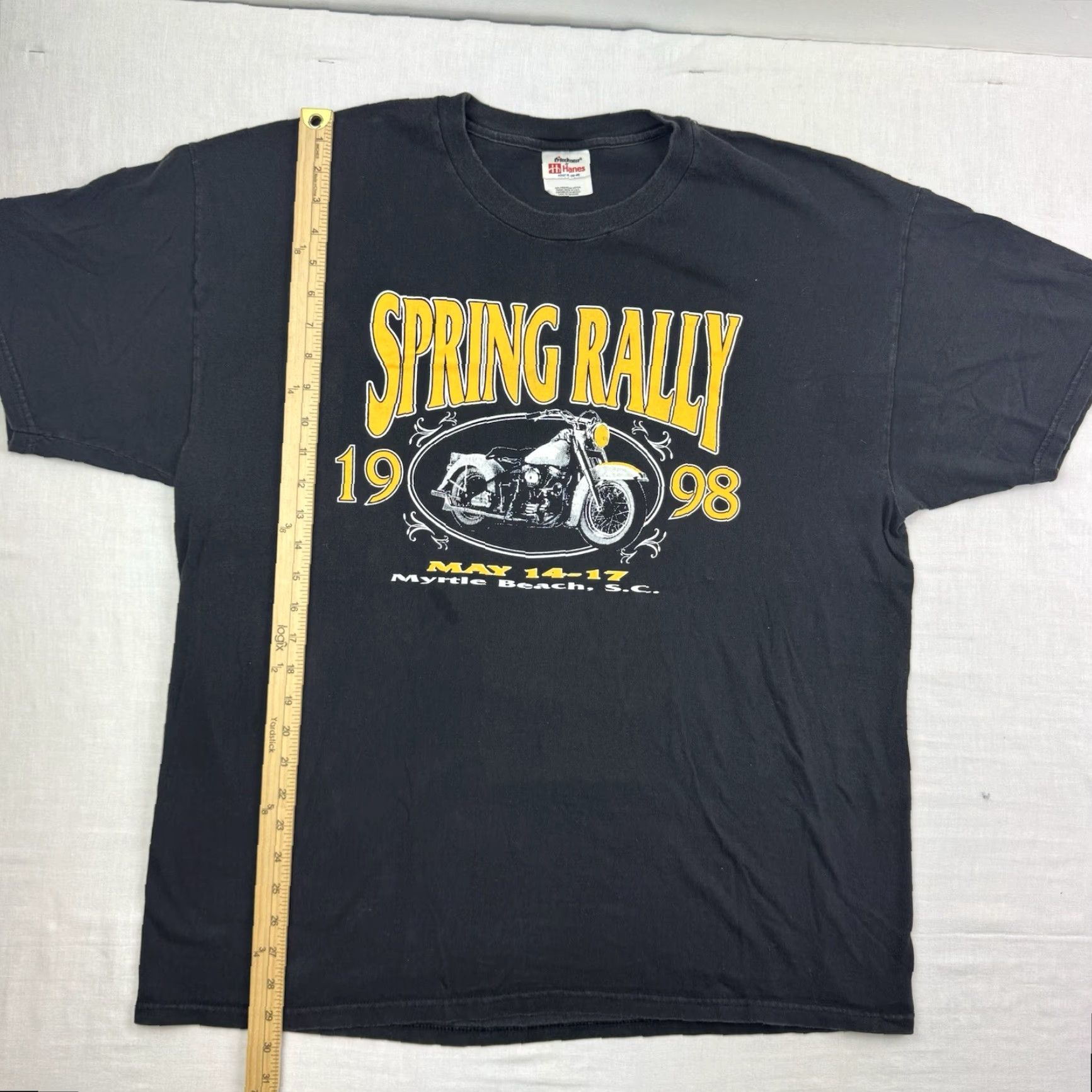 Hanes VINTAGE Hanes Motorcycle T-Shirt Adult XL Black 90s Biker Spring Myrtle Beach Size US XL / EU 56 / 4 - 6 Thumbnail